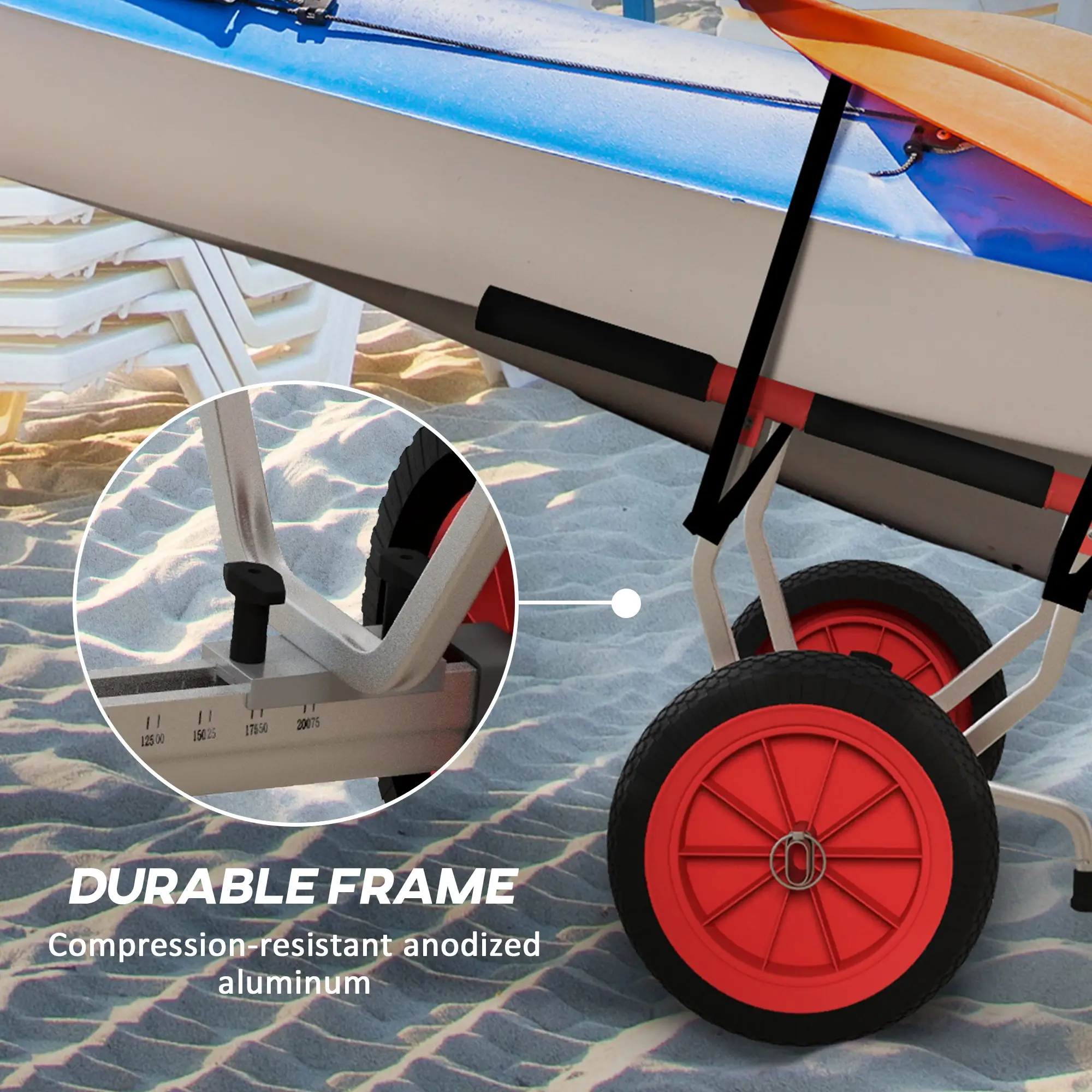 Adjustable Width Kayak Cart Dolly, Red - Image 7