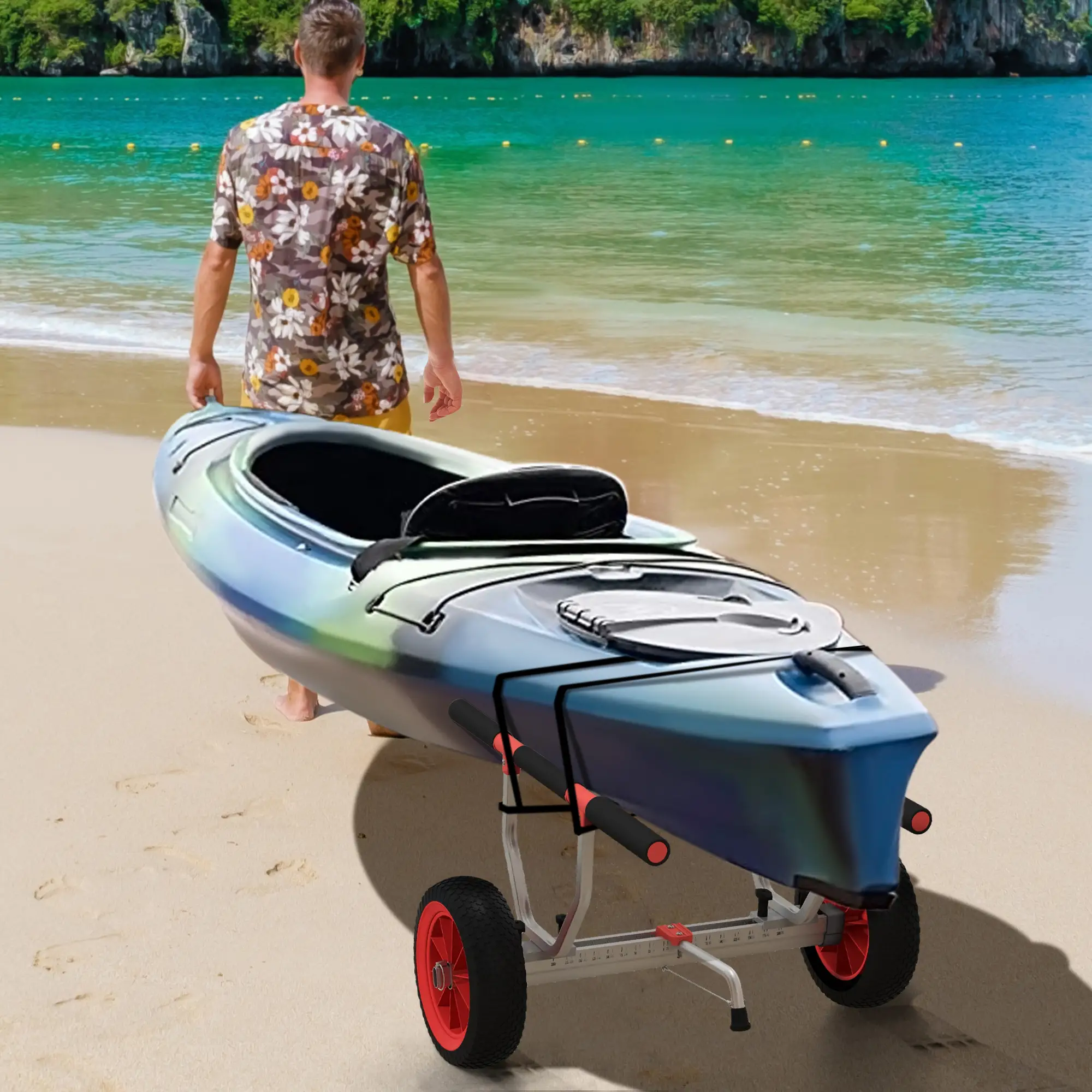 Adjustable Width Kayak Cart Dolly, Red - Image 8