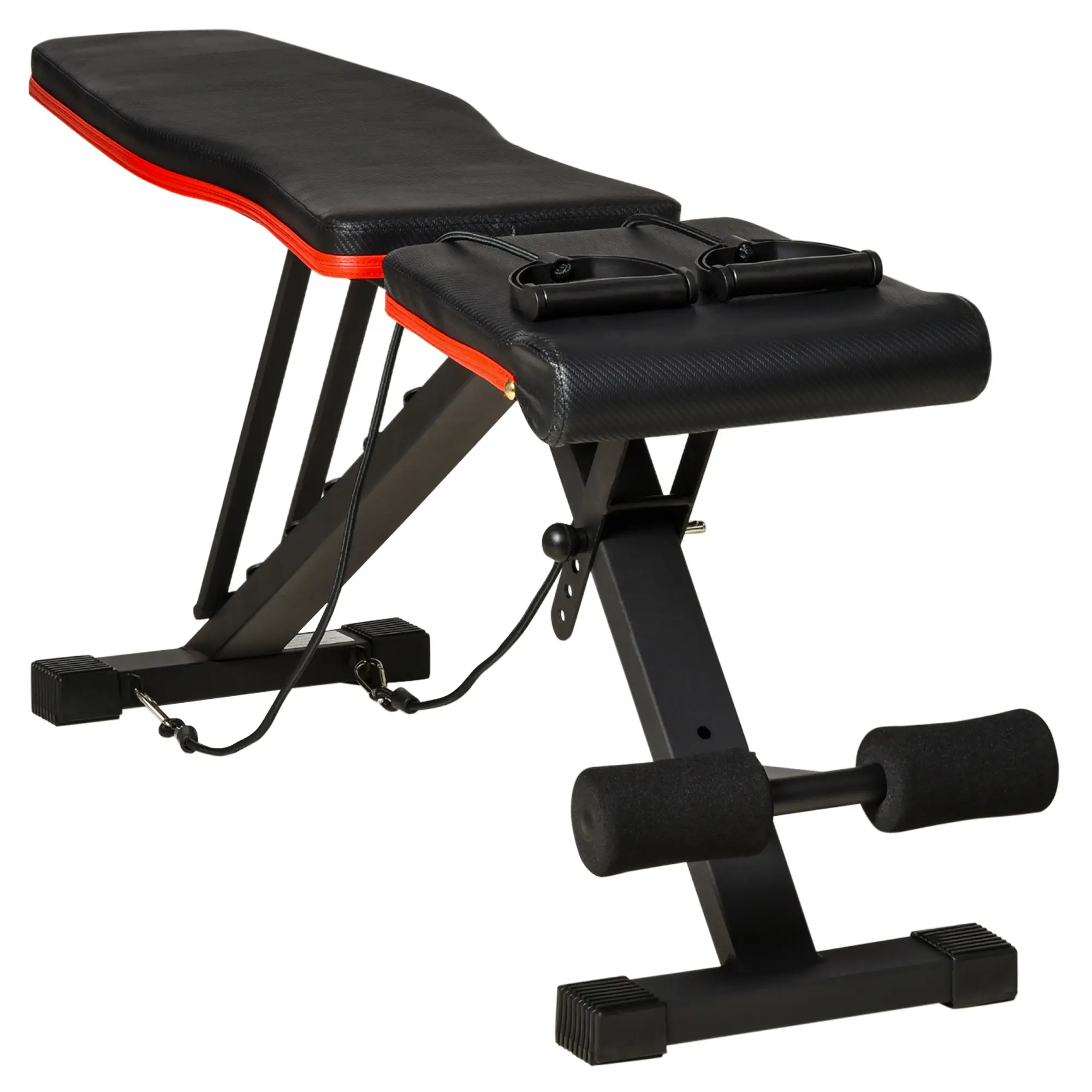 Adjustable Workout Bench, Foldable with Leg Extension, 264LBS, Black and Red