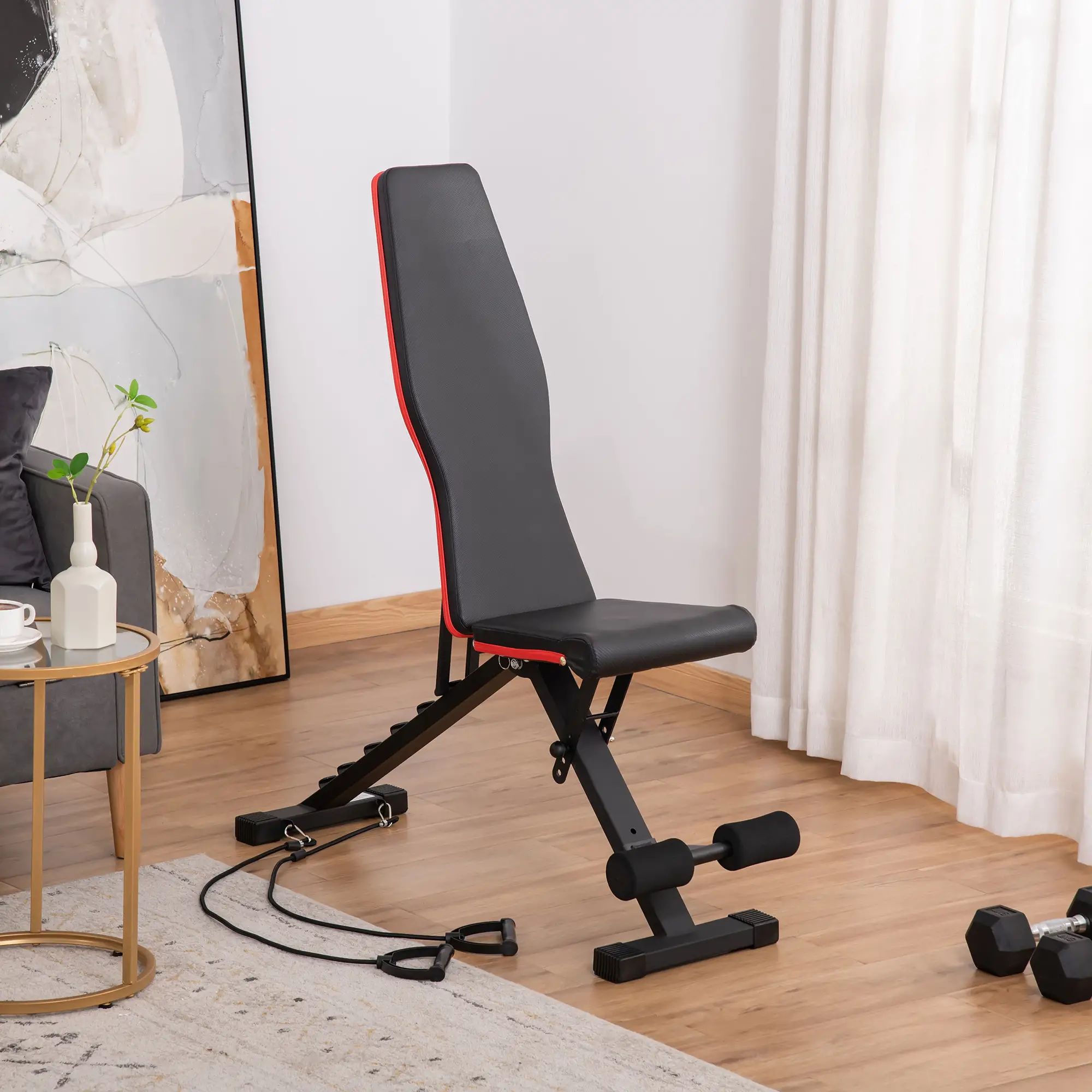 Adjustable Workout Bench, Foldable with Leg Extension, 264LBS, Black and Red - Image 8
