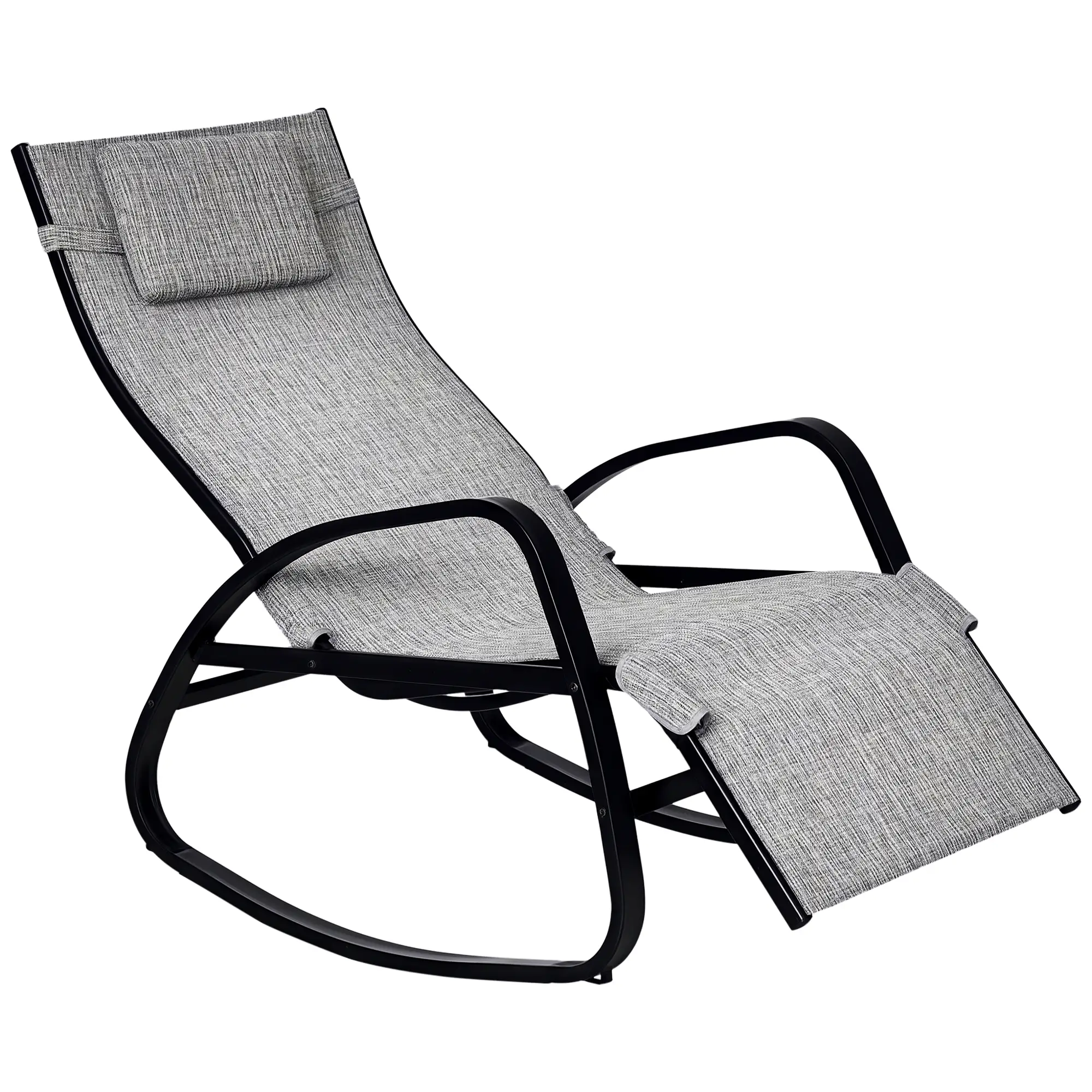 Adjustable Zero Gravity Rocking Lounge Chair, Outdoor Recliner w/ Pillow, Footrest
