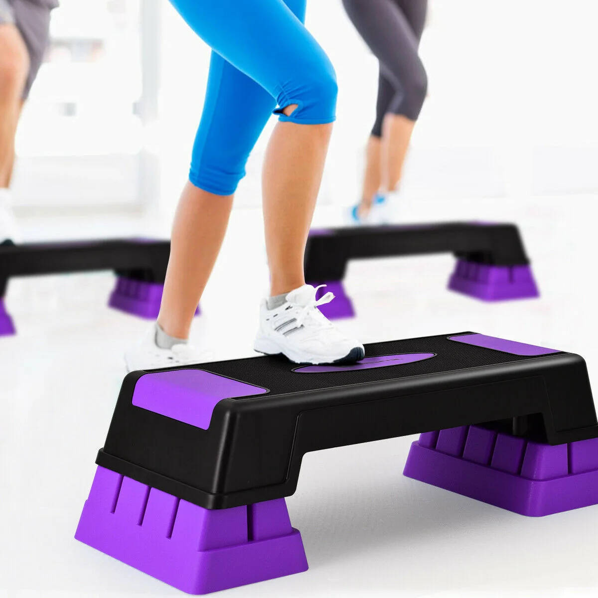 Aerobic Exercise Stepper Trainer with Adjustable Height 5"-7"-9", Purple - Image 3