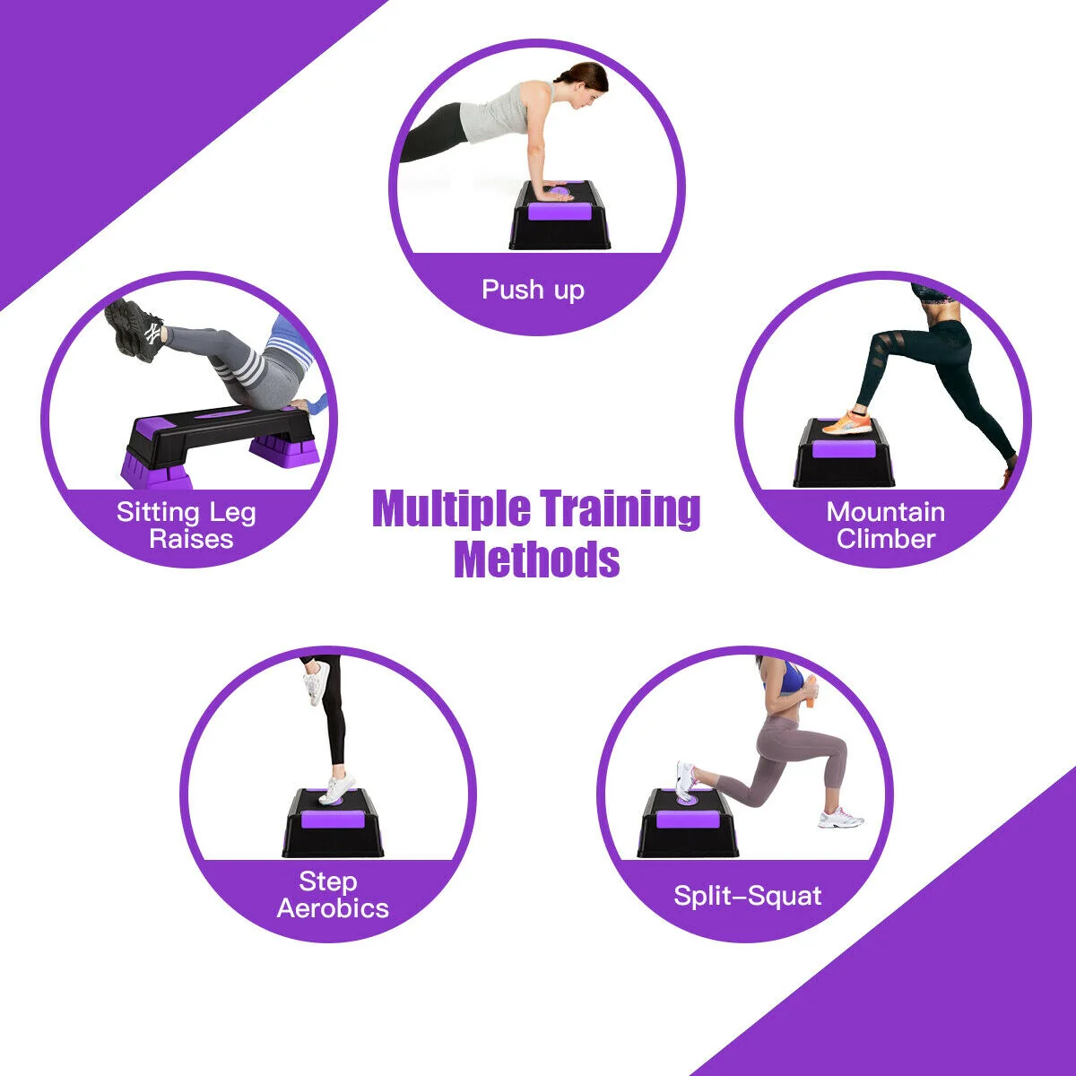 Aerobic Exercise Stepper Trainer with Adjustable Height 5"-7"-9", Purple - Image 7