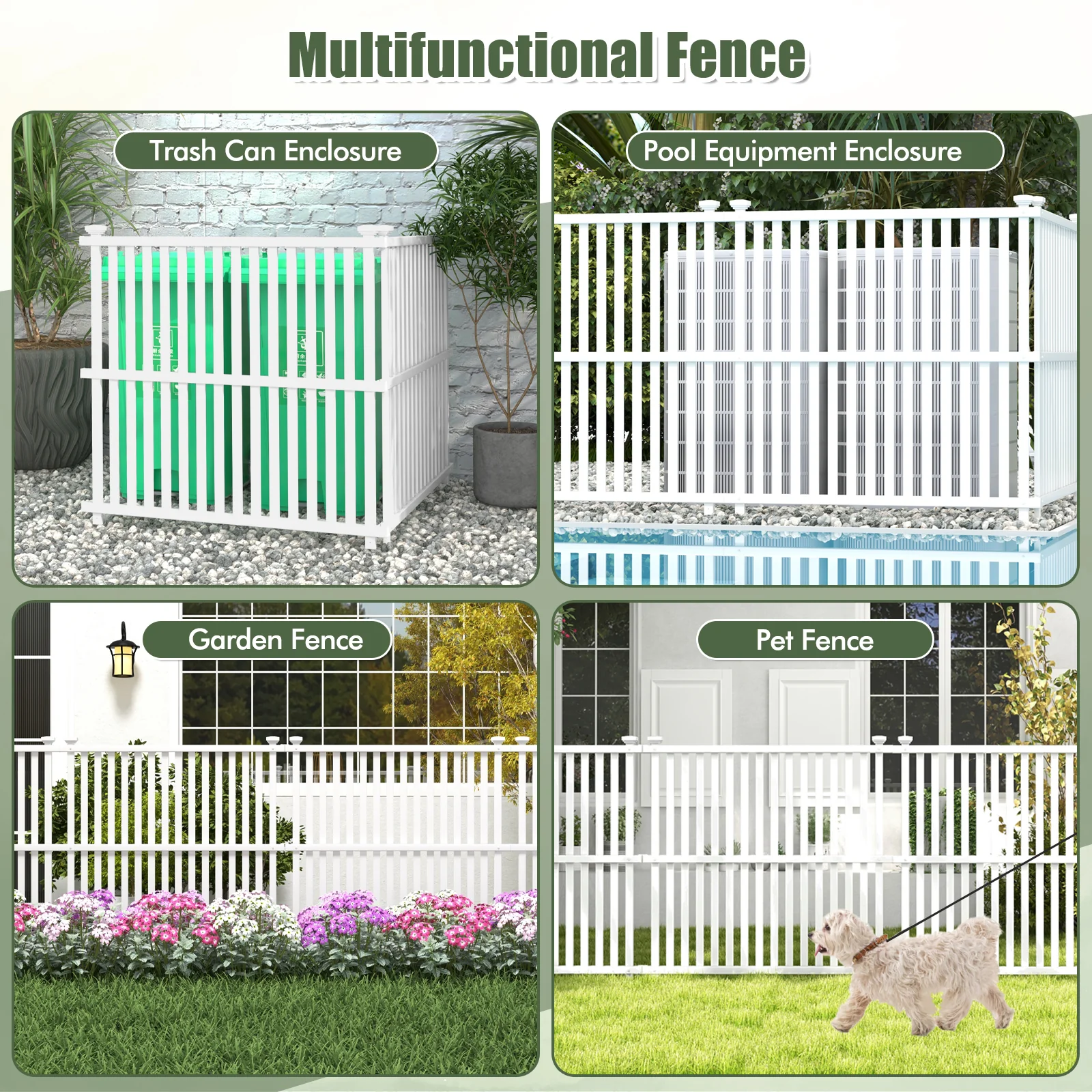 Air Conditioner Fence Panel With Metal Ground Stakes, White - Image 10