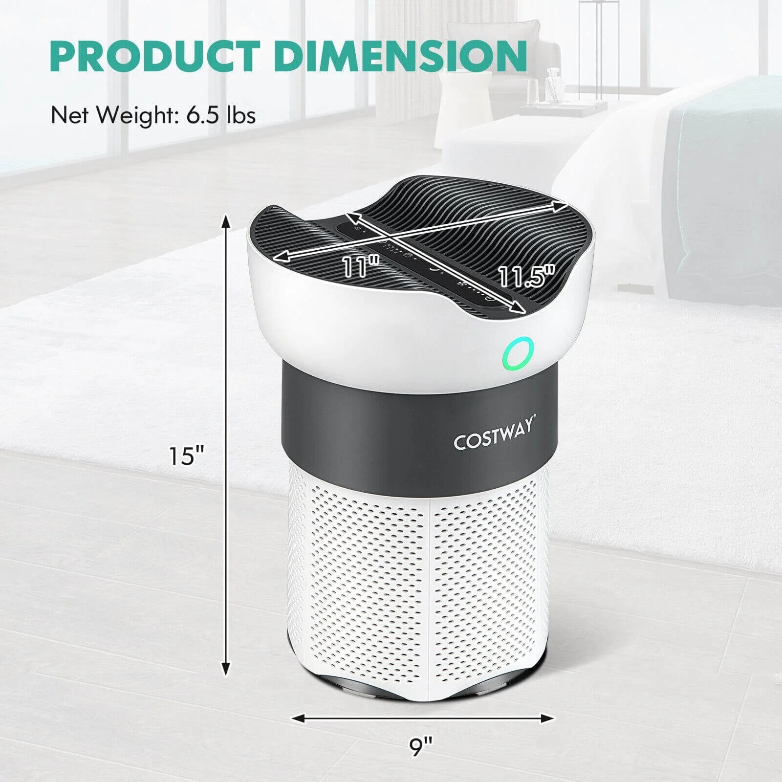 Air Purifier, Sleep Mode, 1300 Sq Ft, White - Image 5