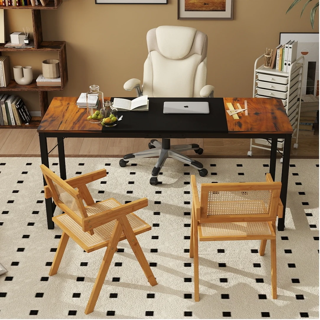 All-in-One Home Office Furniture Bundle – Ergonomic Chair Spacious Desk Multi-Drawer Cart Bookshelf & Accent Chairs - Image 4