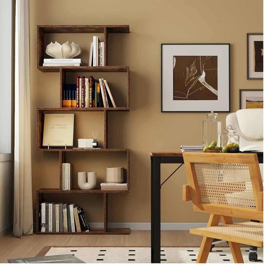 All-in-One Home Office Furniture Bundle – Ergonomic Chair Spacious Desk Multi-Drawer Cart Bookshelf & Accent Chairs - Image 5