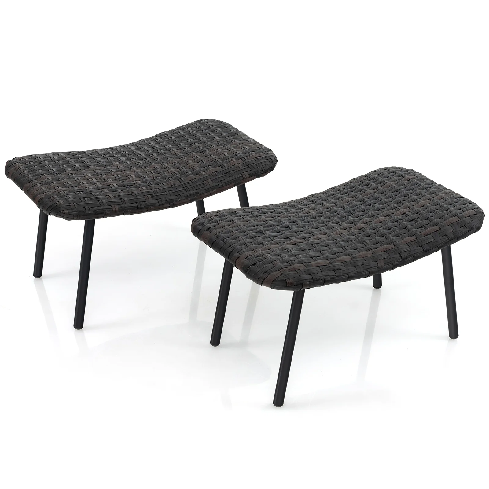 All Weather Outdoor Ottomans Set, With Sturdy Metal Legs, Brown - Image 4