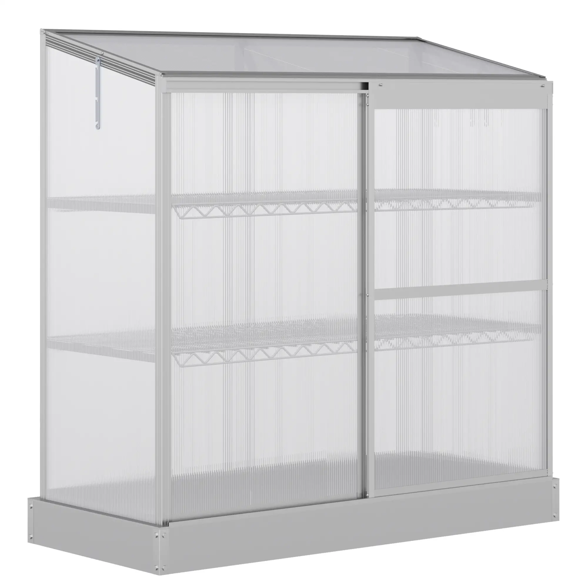Aluminum Cold Frame Greenhouse, Openable Top, 2 Shelves, Indoor Outdoor - Image 11