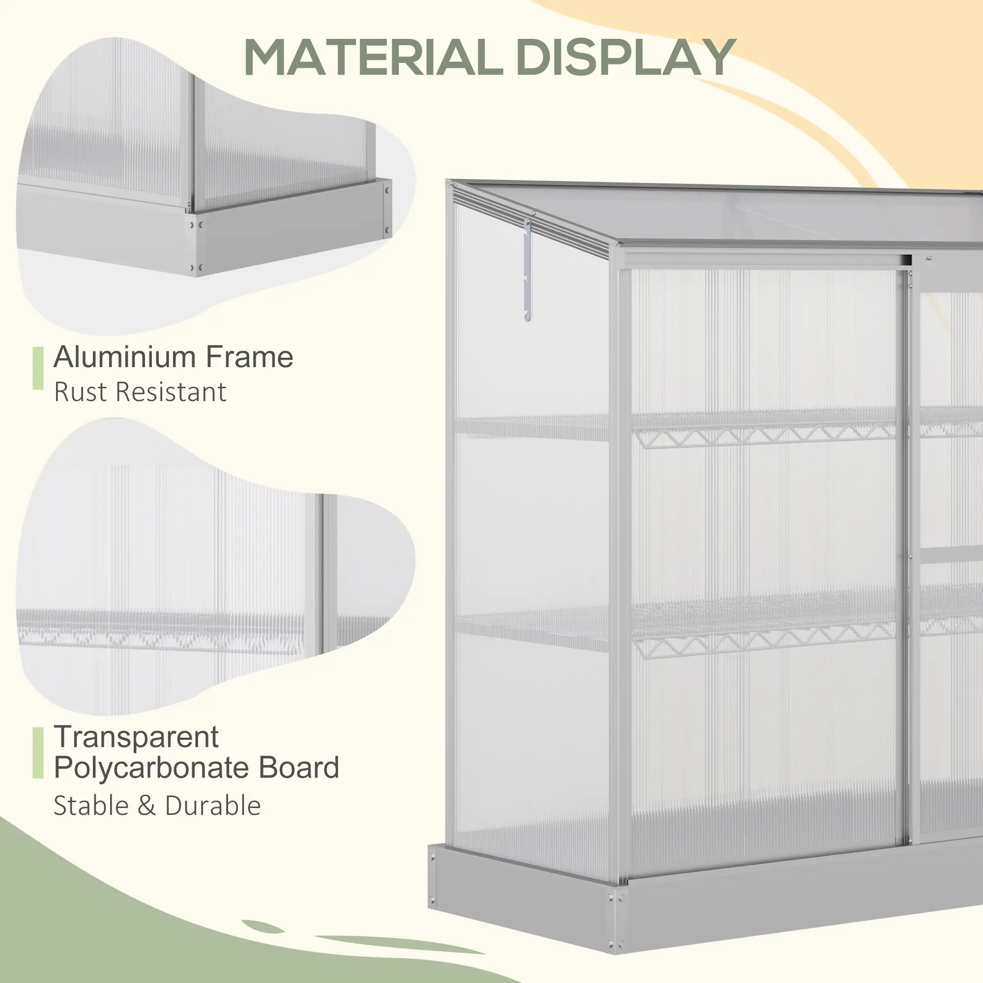 Aluminum Cold Frame Greenhouse, Openable Top, 2 Shelves, Indoor Outdoor - Image 4