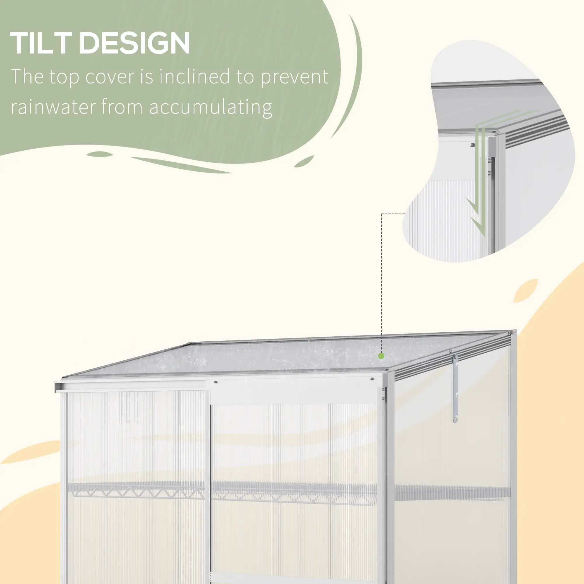Aluminum Cold Frame Greenhouse, Openable Top, 2 Shelves, Indoor Outdoor - Image 7