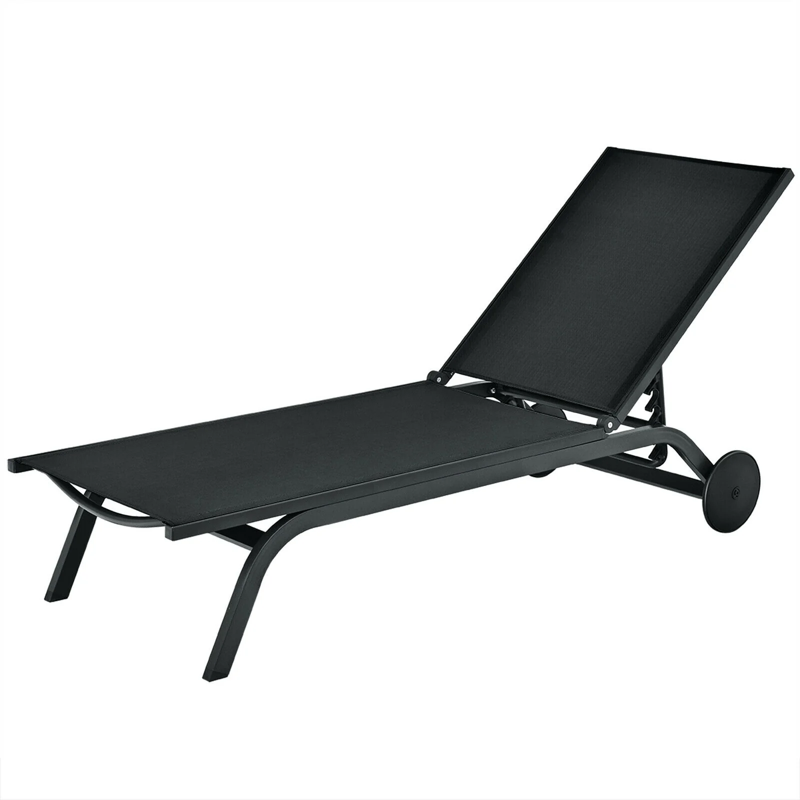 Aluminum Fabric Outdoor Patio Lounge Chair, Adjustable Reclining, Black - Image 5