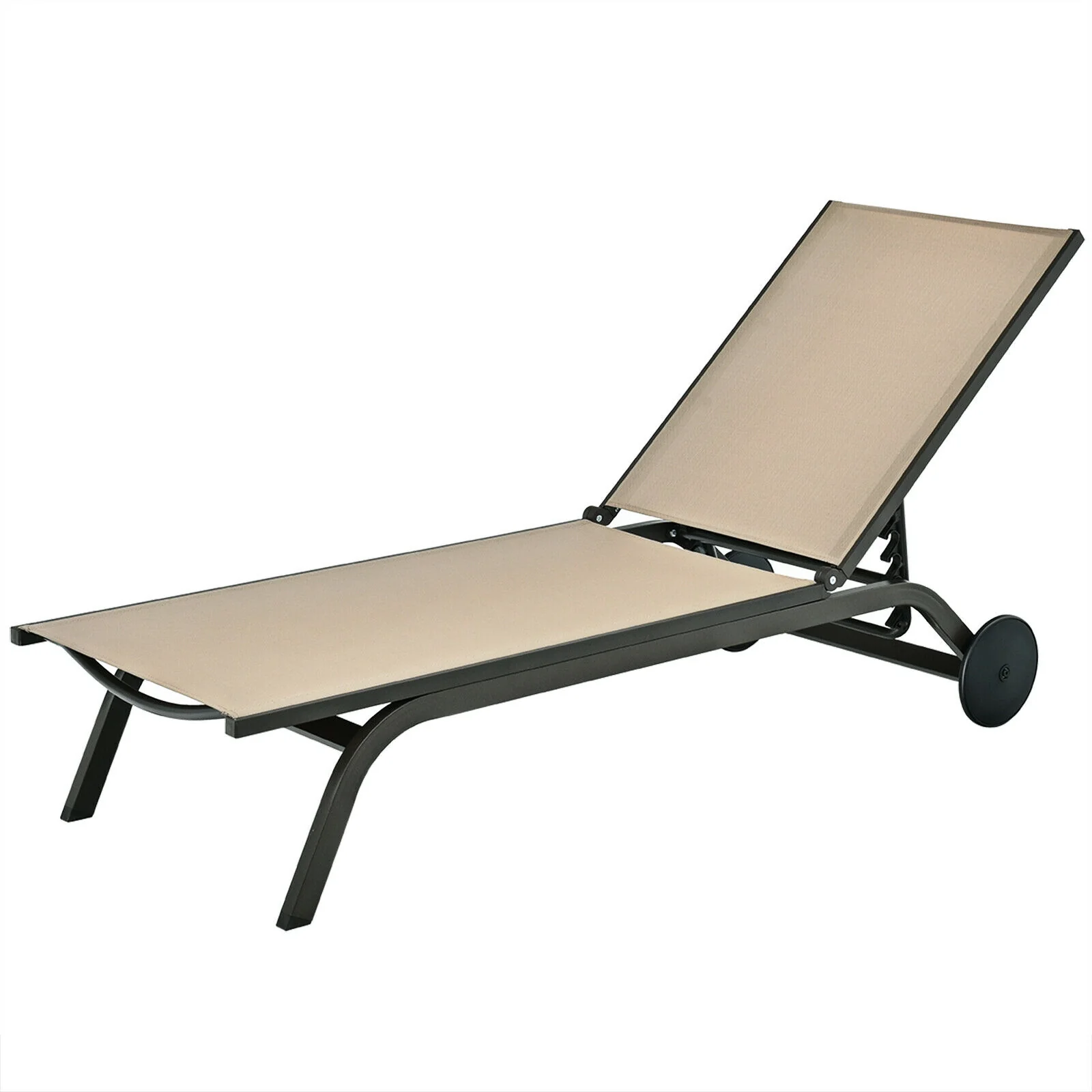 Aluminum Fabric Outdoor Patio Lounge Chair, Adjustable Reclining, Brown - Image 5