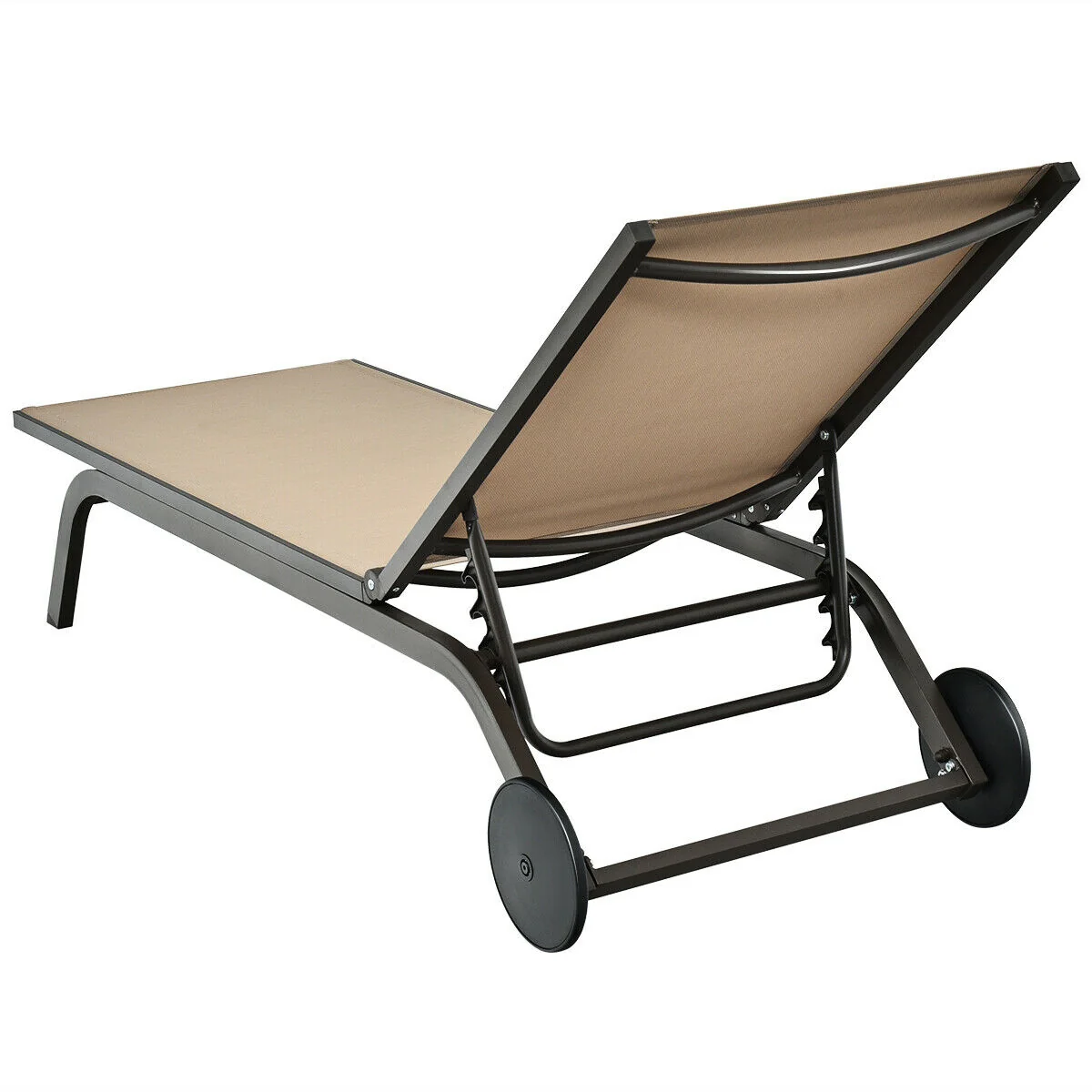 Aluminum Fabric Outdoor Patio Lounge Chair, Adjustable Reclining, Brown - Image 8