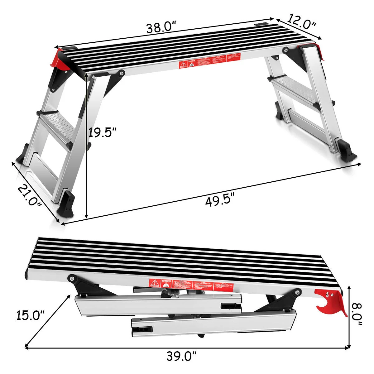 Aluminum Folding Non-Slip Drywall Step Stool Ladder, 330 lbs - Image 5