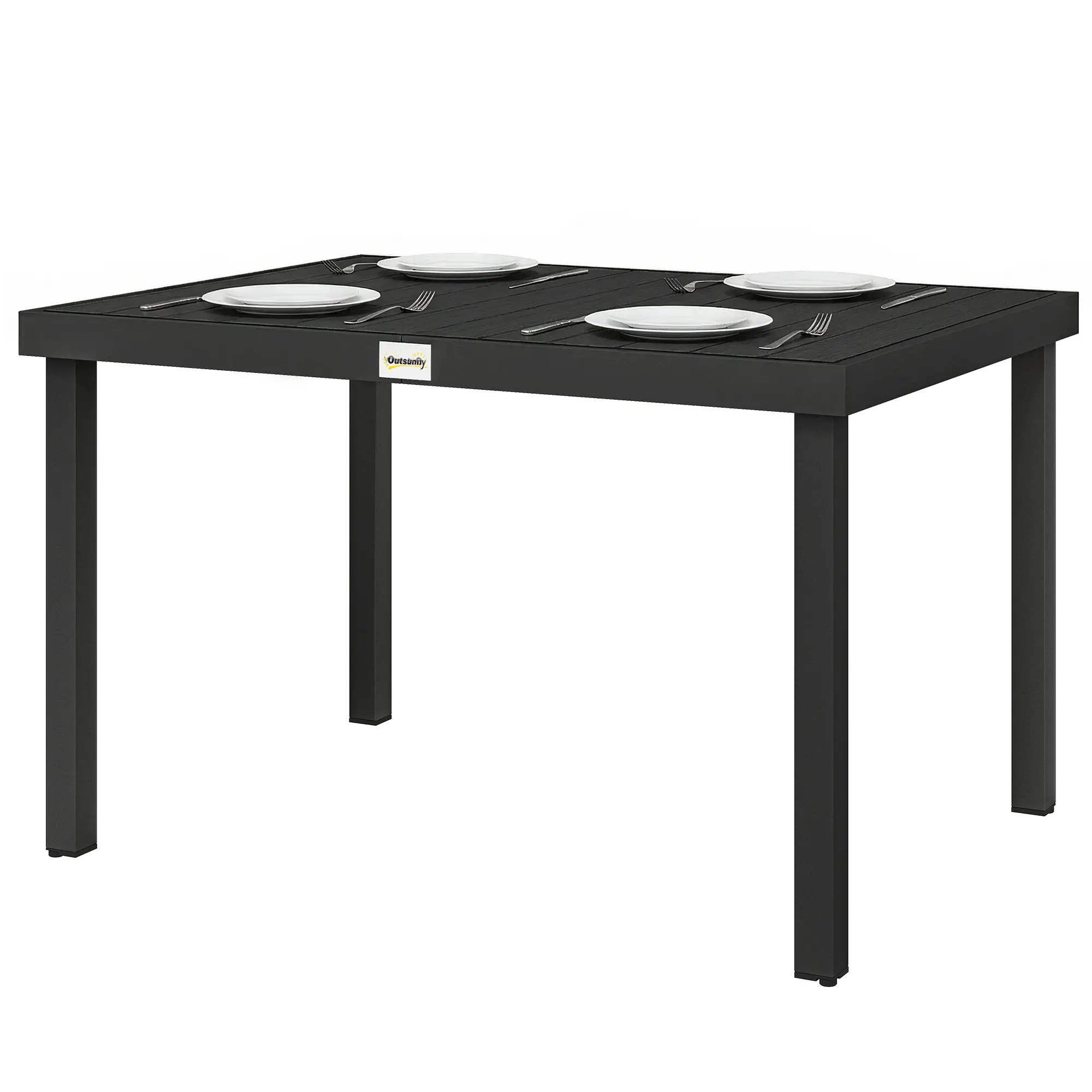 Aluminum Outdoor Dining Table for 6, 47.2" x 35.4" x 29.1", Black