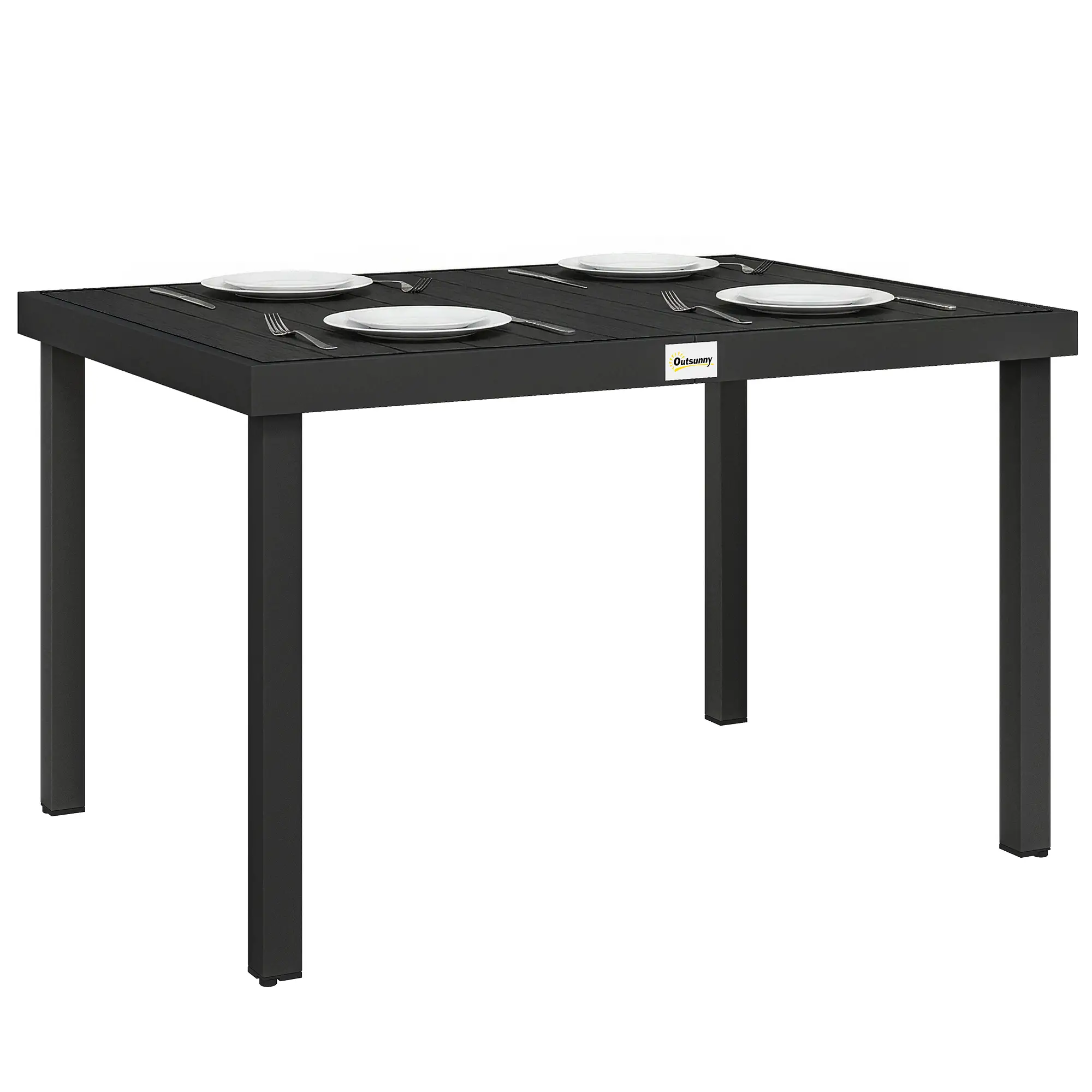 Aluminum Outdoor Dining Table for 6, 47.2" x 35.4" x 29.1", Black - Image 11
