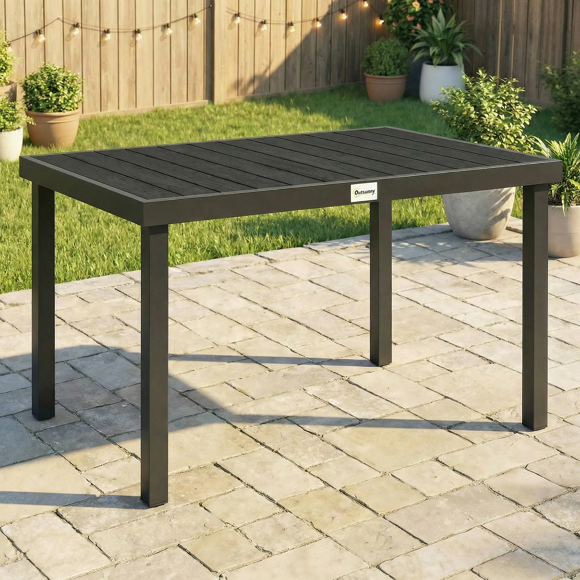 Aluminum Outdoor Dining Table for 6, 47.2" x 35.4" x 29.1", Black - Image 2