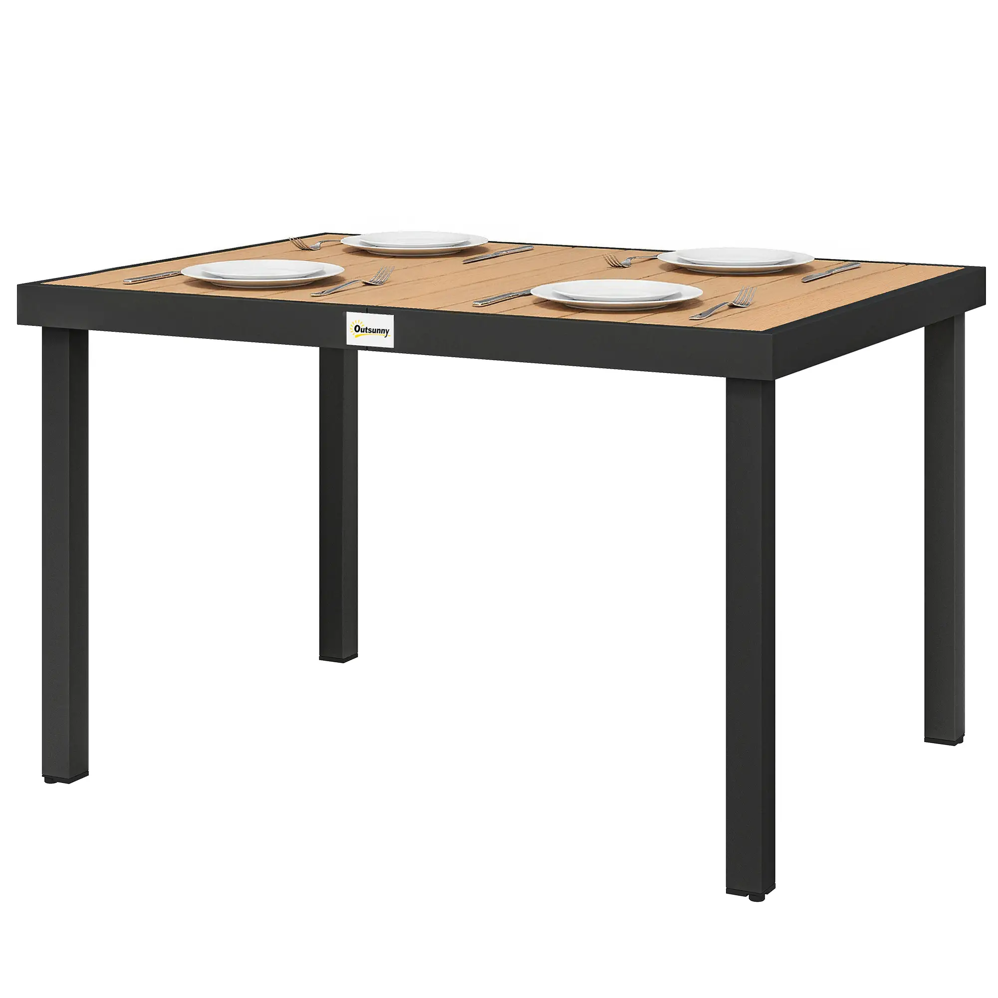 Aluminum Outdoor Dining Table for 6, 47.2" x 35.4" x 29.1", Natural