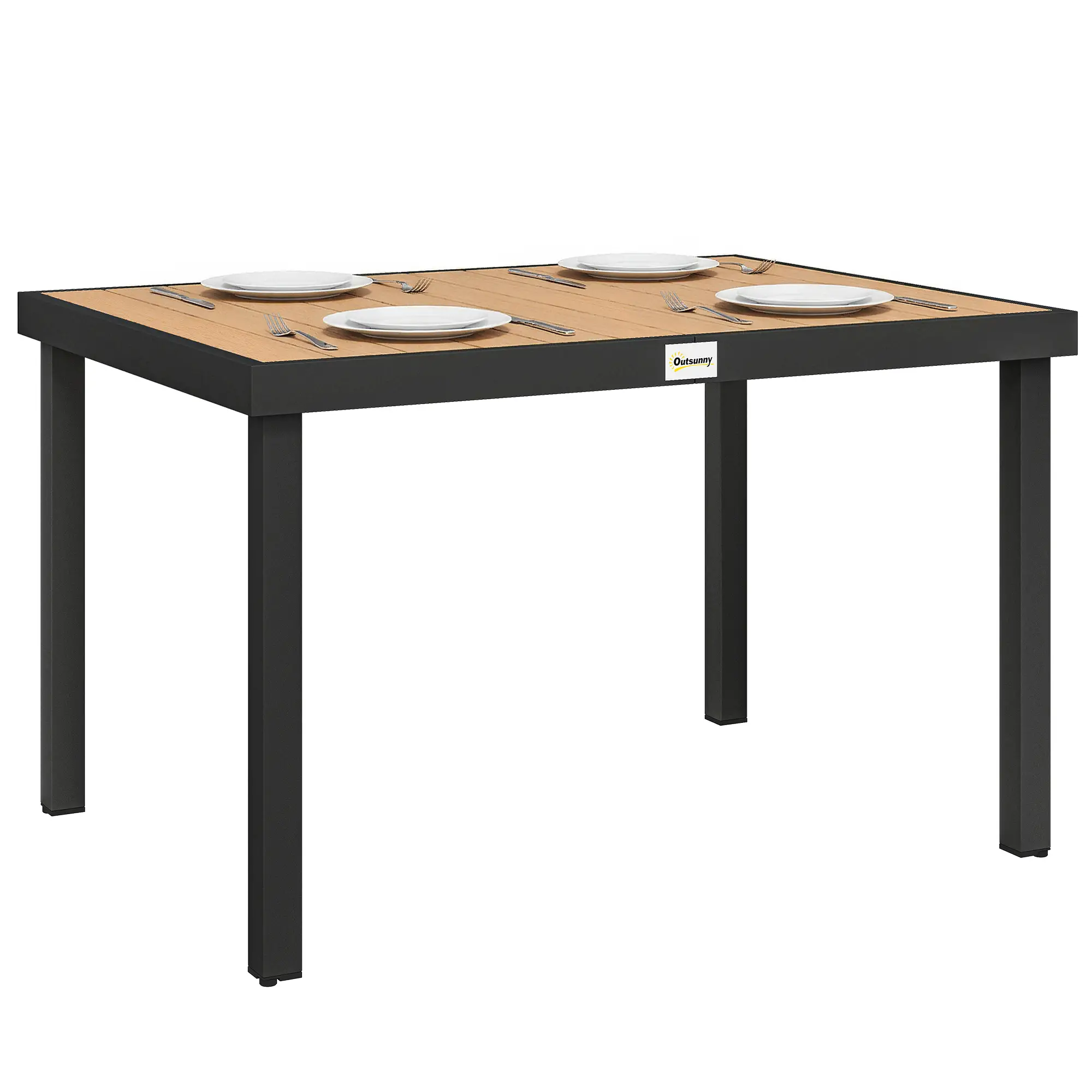 Aluminum Outdoor Dining Table for 6, 47.2" x 35.4" x 29.1", Natural - Image 11