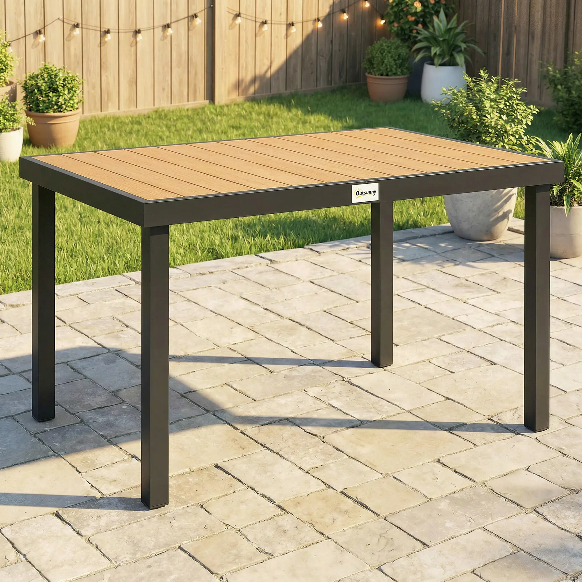 Aluminum Outdoor Dining Table for 6, 47.2" x 35.4" x 29.1", Natural - Image 2