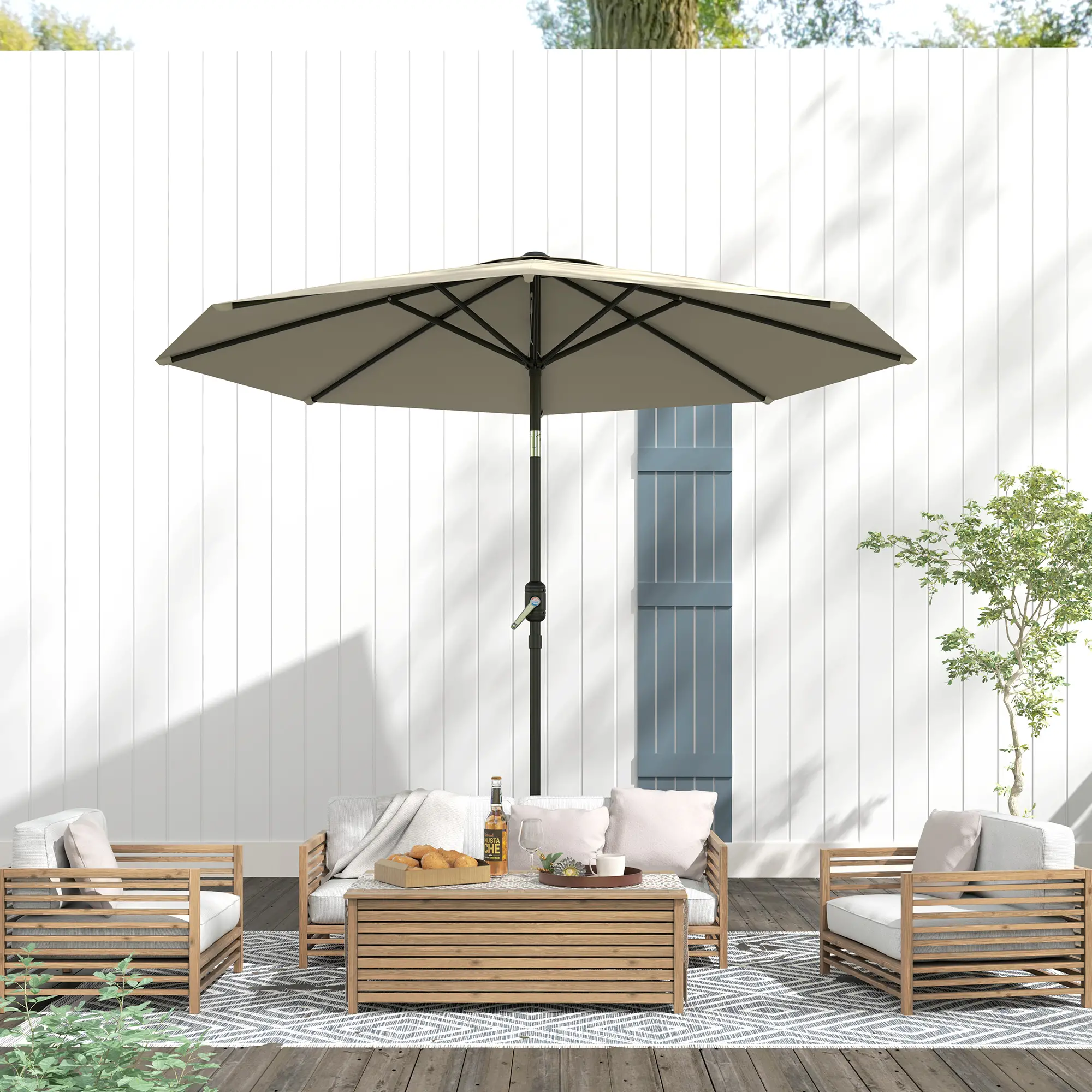 Aluminum Patio Umbrella, 8.5ft, Garden Outdoor Parasol, Light Grey - Image 8