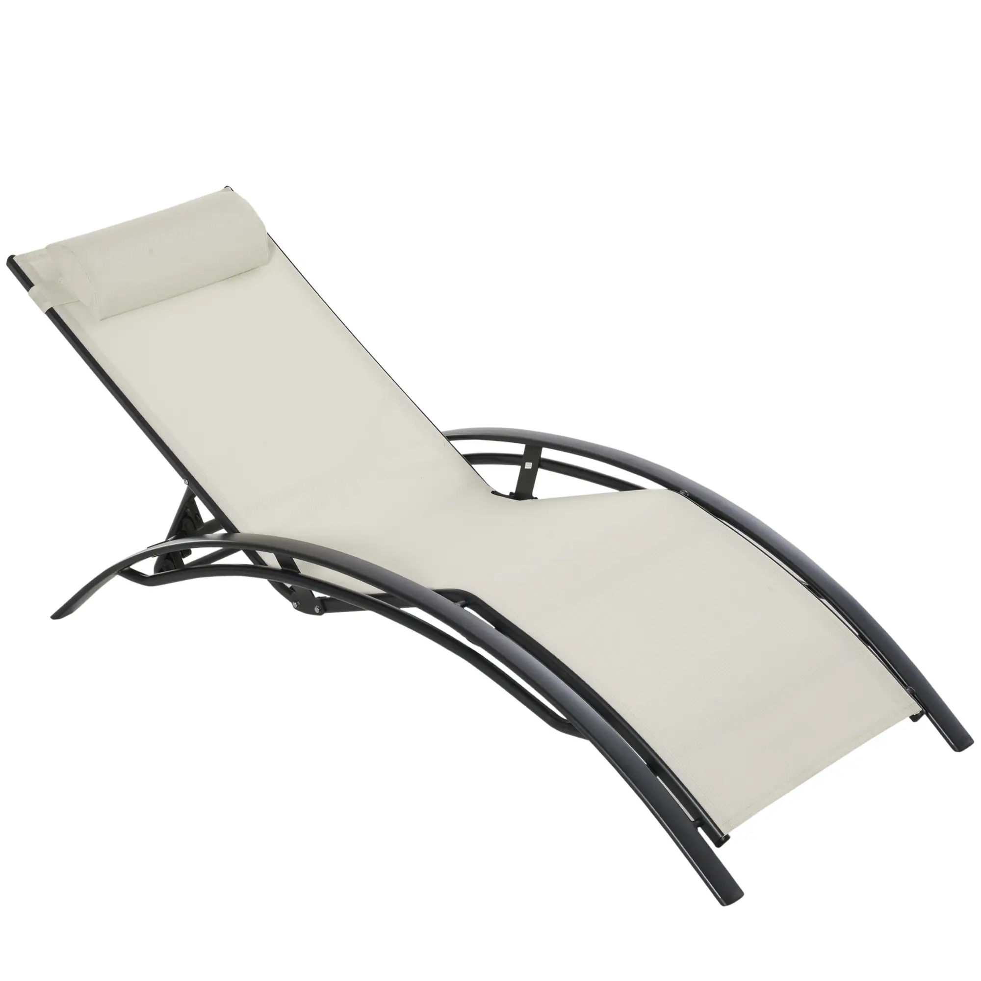 Aluminum Reclining Lounge Chair, 5-Level Adjustable Backrest, Beige - Image 14