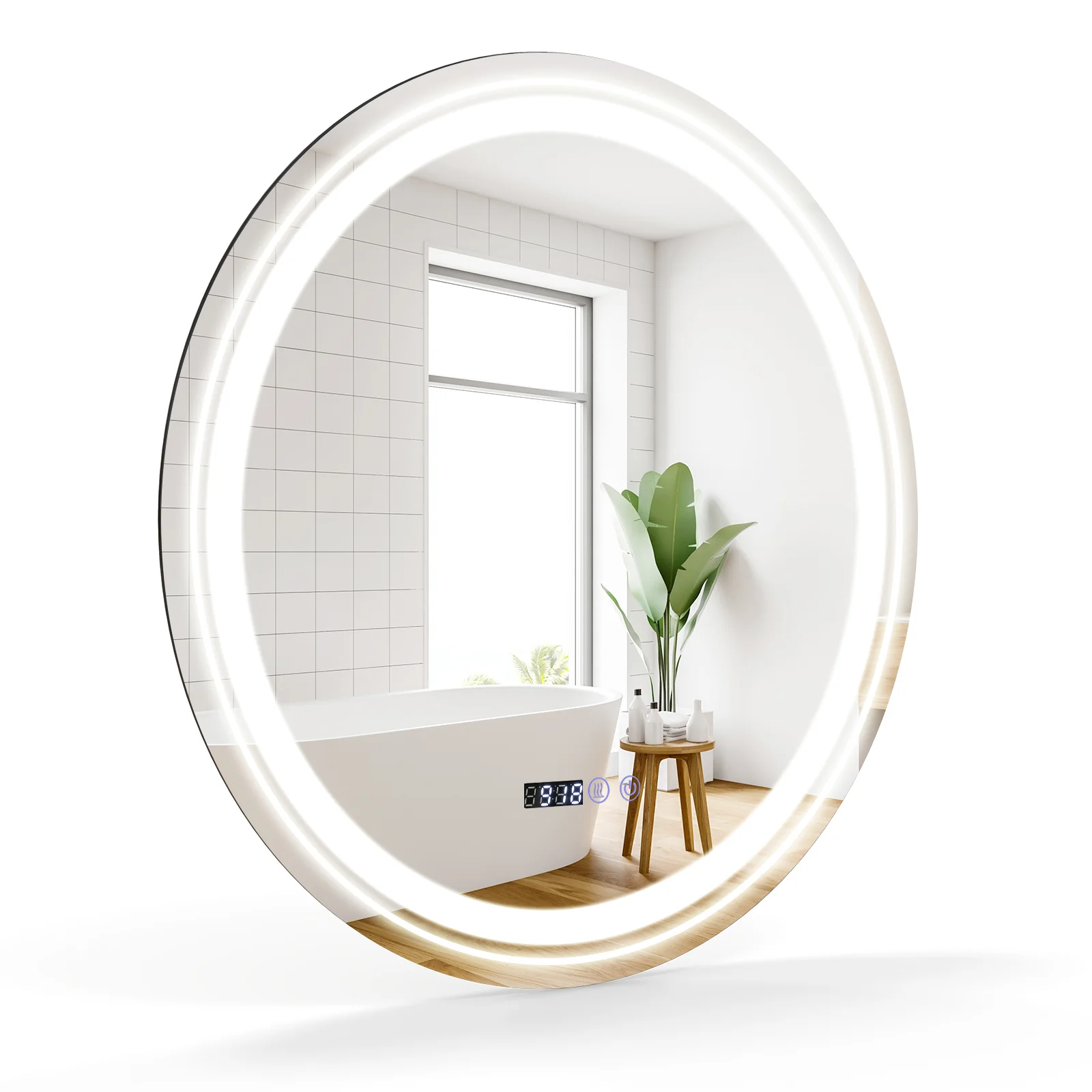 Anti-Fog Round LED Bathroom Mirror, M, 3 Color Lights, White - Image 4