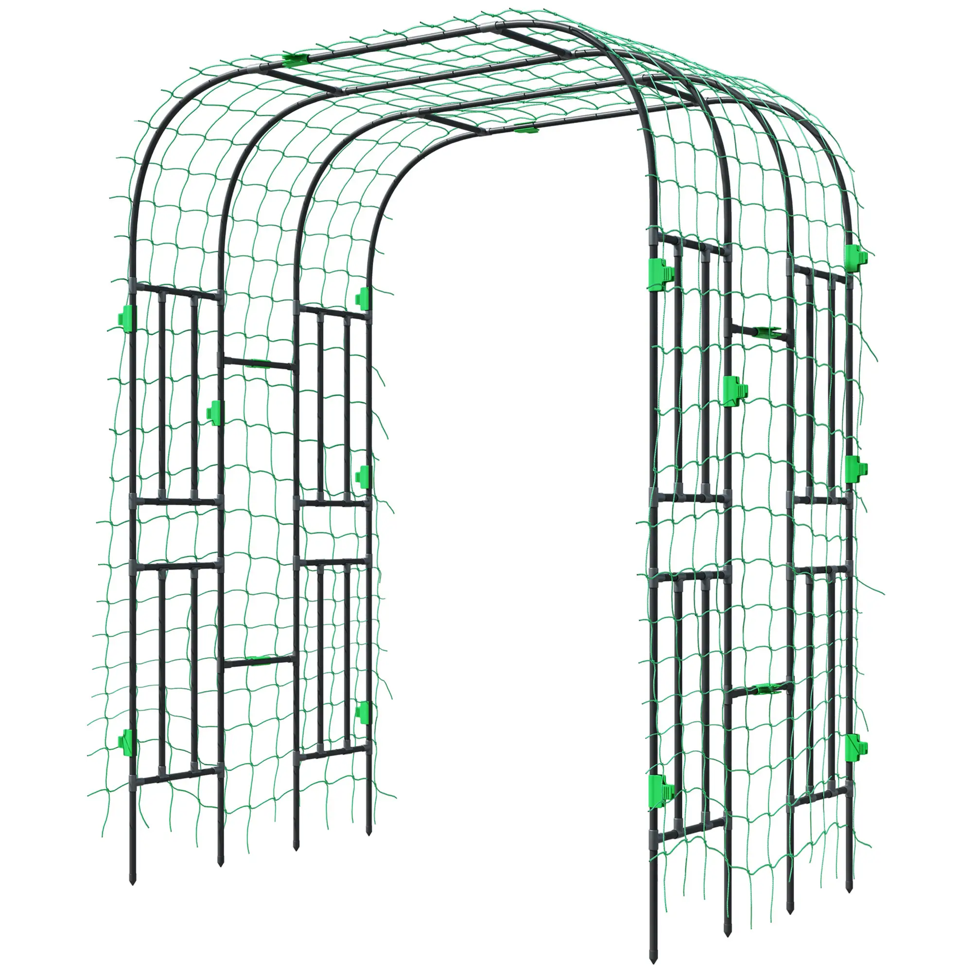 Arched Garden Trellis, 8 FT Tall Metal Plant Support with Netting
