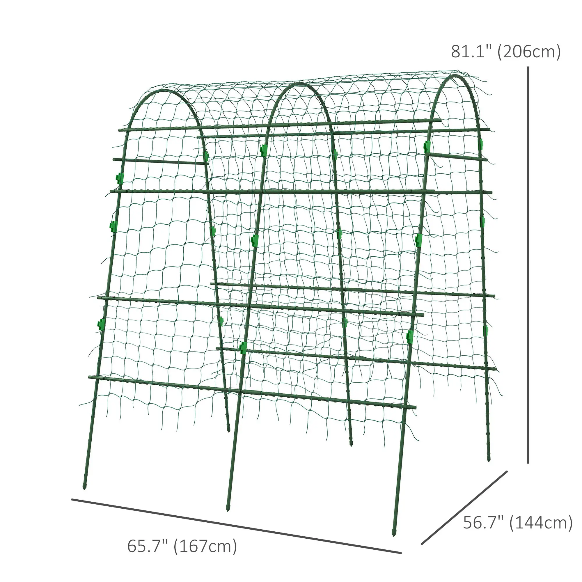 Arched Garden Trellis, Metal Cucumber Plant Support, 57" x 66" x 81" - Image 3