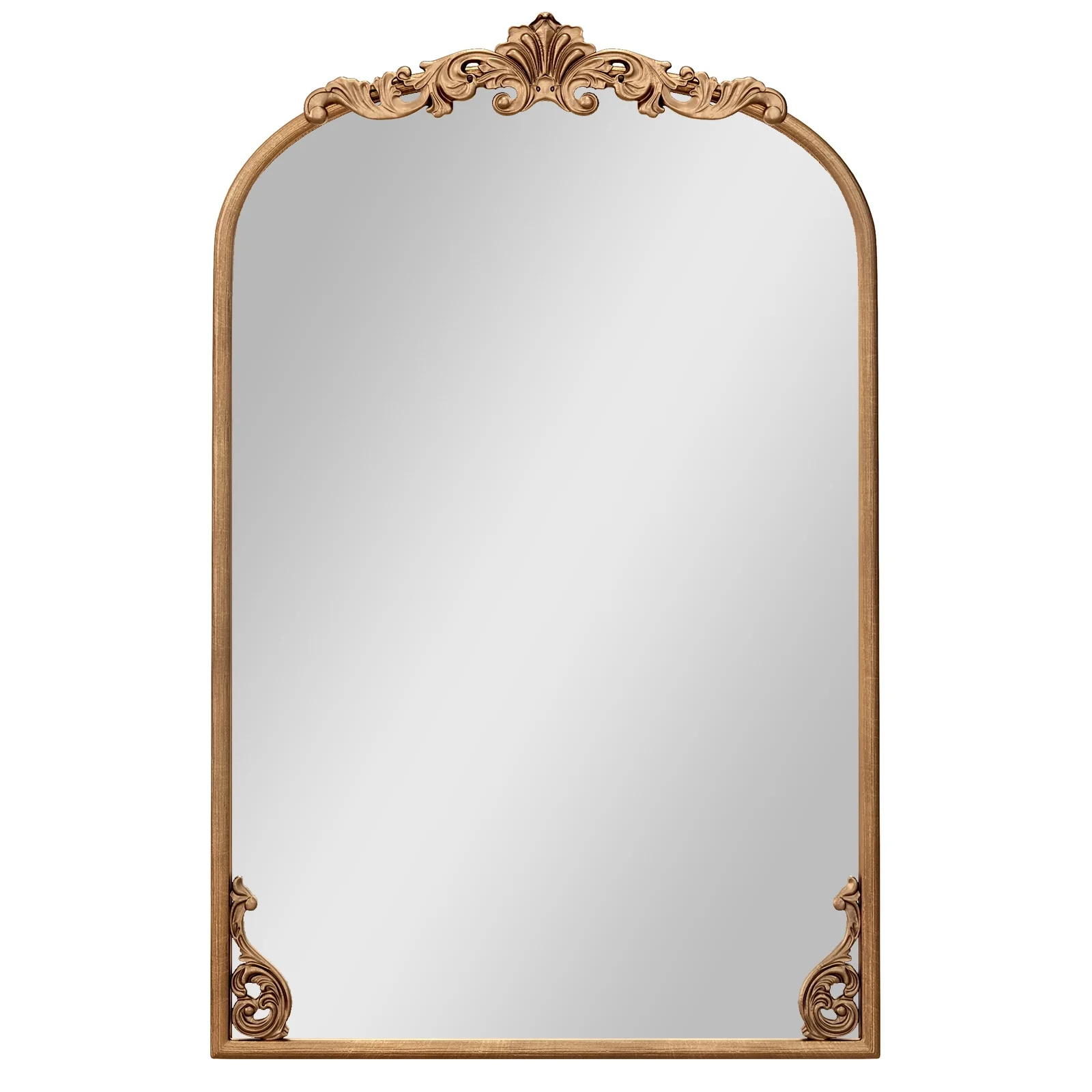 Arched Mirror, Vintage Ornate Baroque, Metal Frame, S, Gold - Image 5