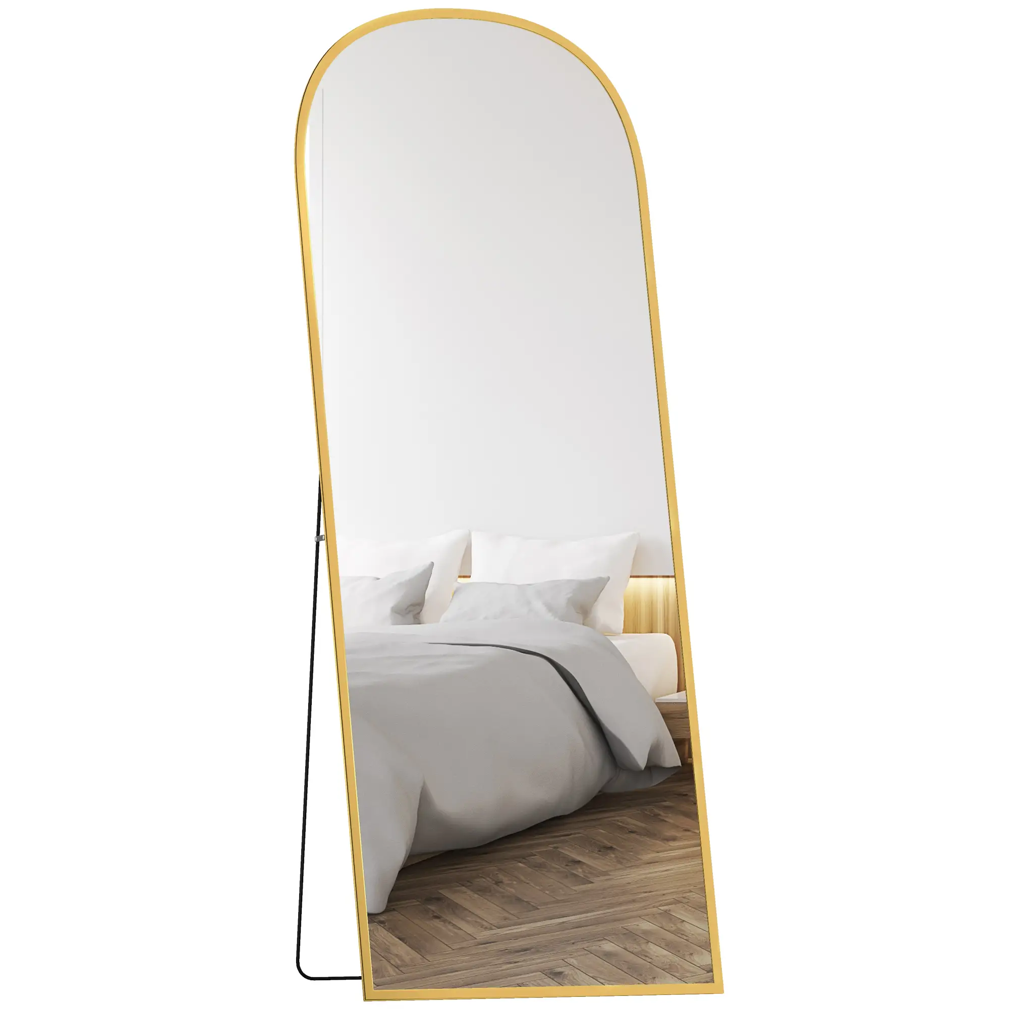 Arched Standing Mirror, 64" x 24", Full Length Mirror, Gold - Image 11