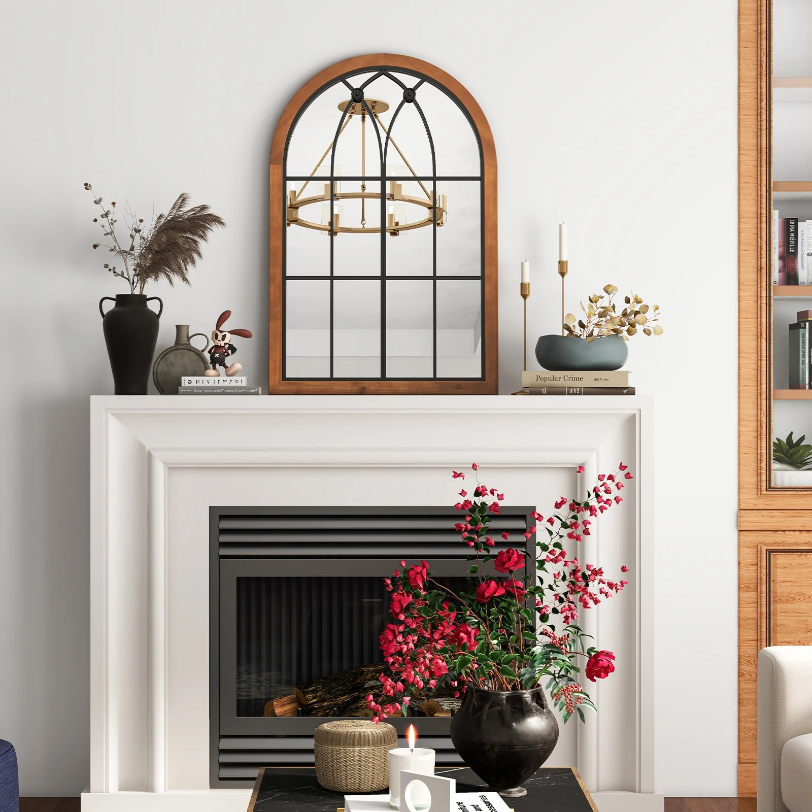Arched Window Mirror With Back Board, Natural - Image 3