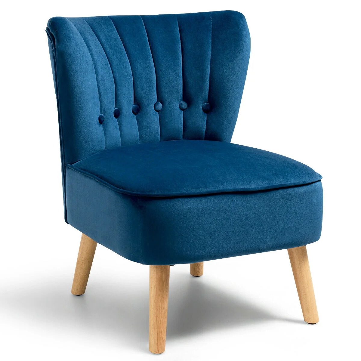 Armless Accent Chair, Tufted Velvet, Blue - Image 8
