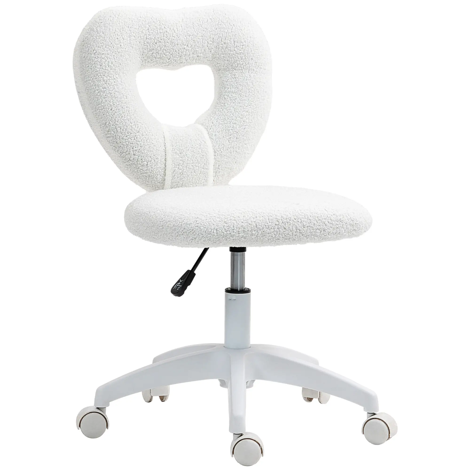 Armless Computer Desk Chair, Office Task Chair, Teddy Fleece, White - Image 11