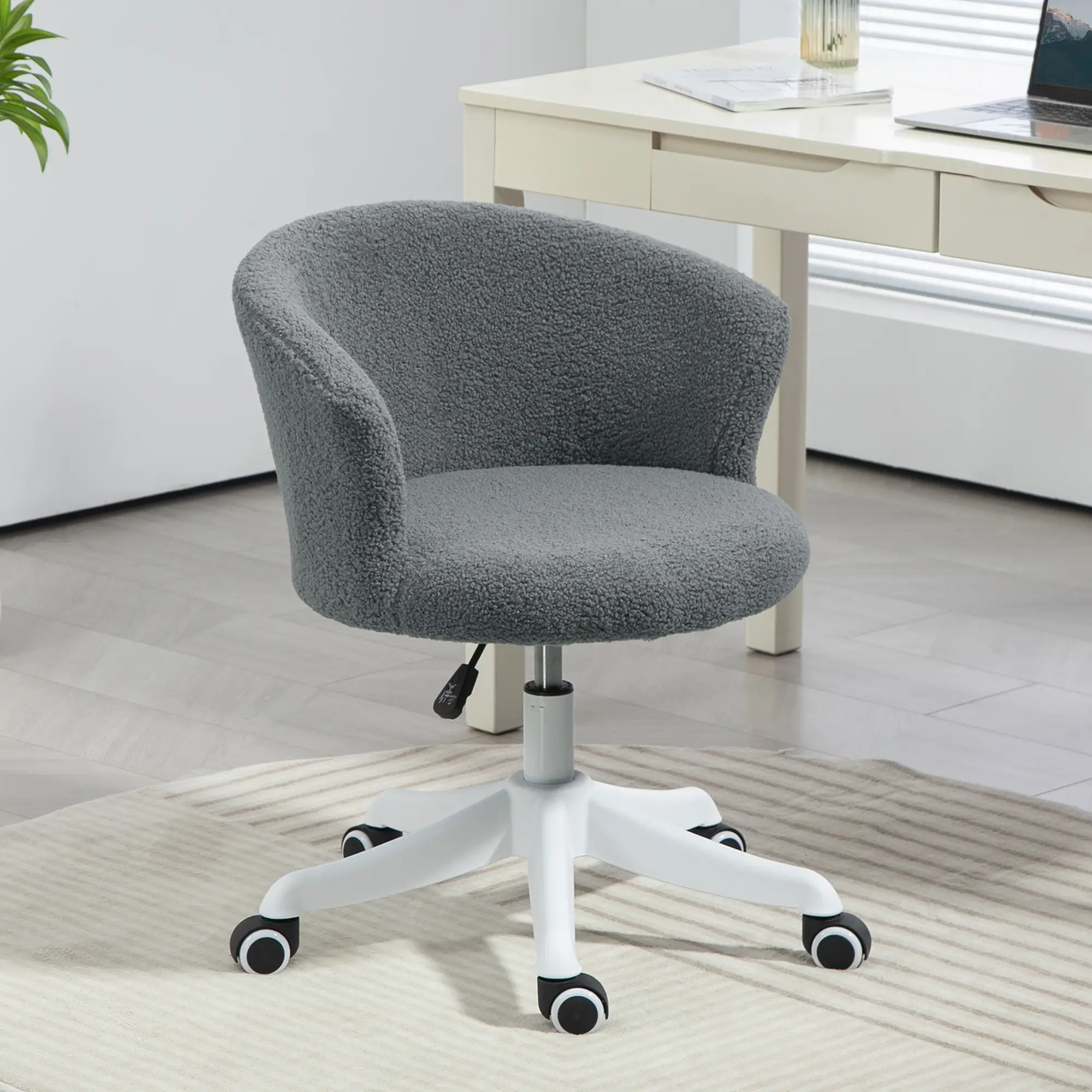 Armless Office Chair, Adjustable Height, Swivel Wheels, Mid Back, Grey - Image 2