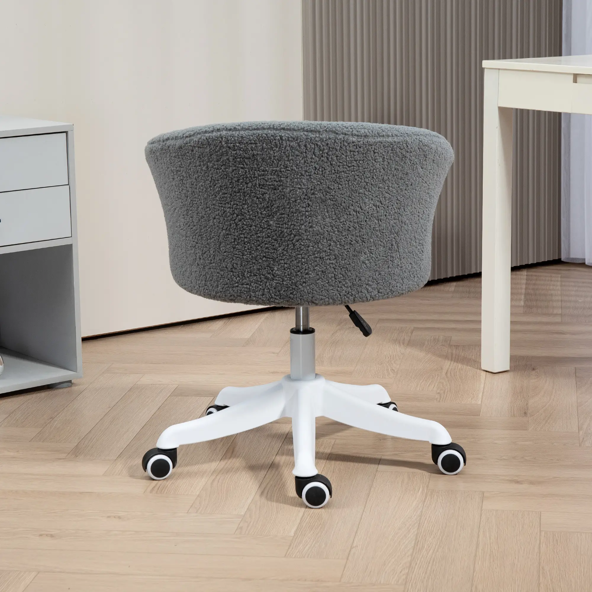 Armless Office Chair, Adjustable Height, Swivel Wheels, Mid Back, Grey - Image 7