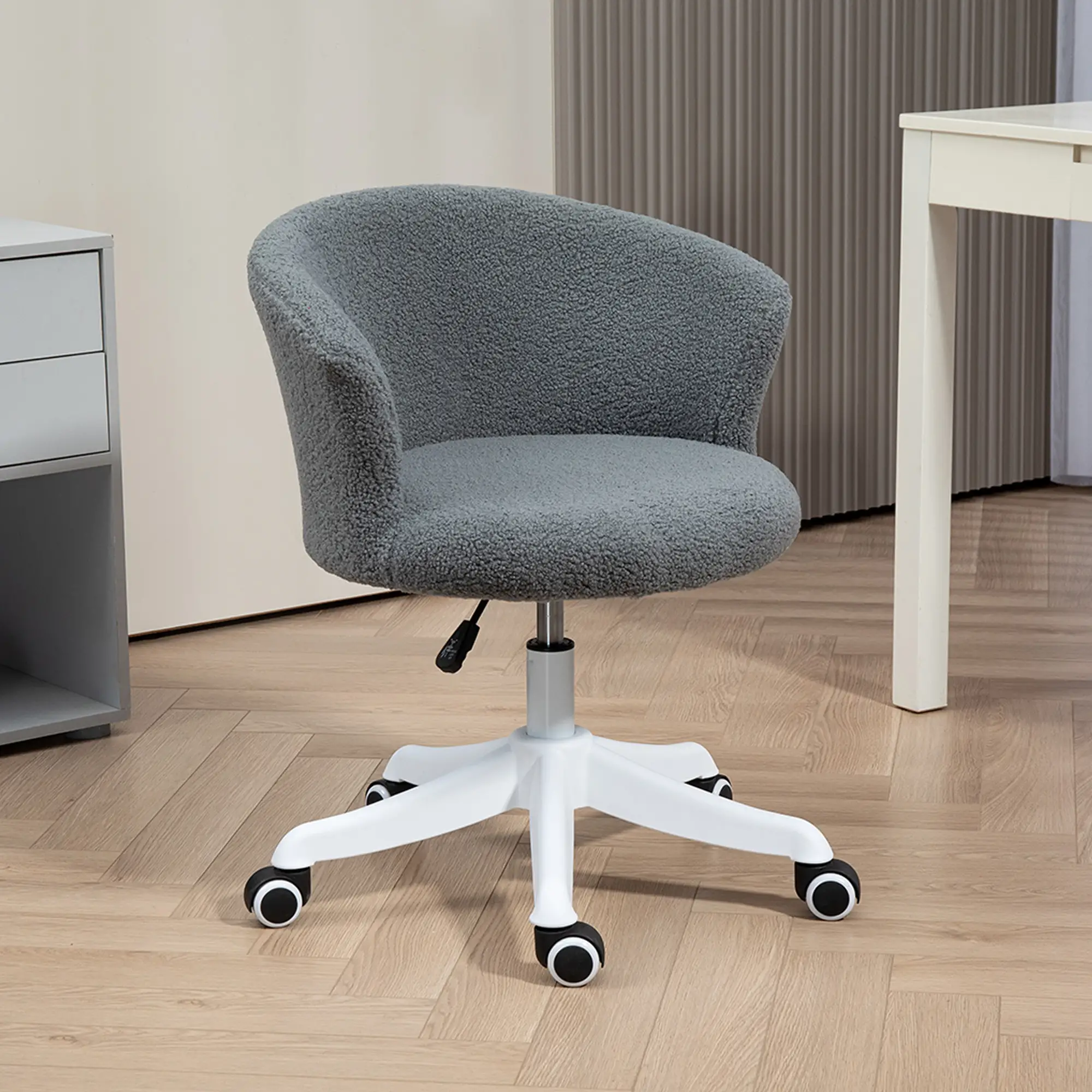 Armless Office Chair, Adjustable Height, Swivel Wheels, Mid Back, Grey - Image 8