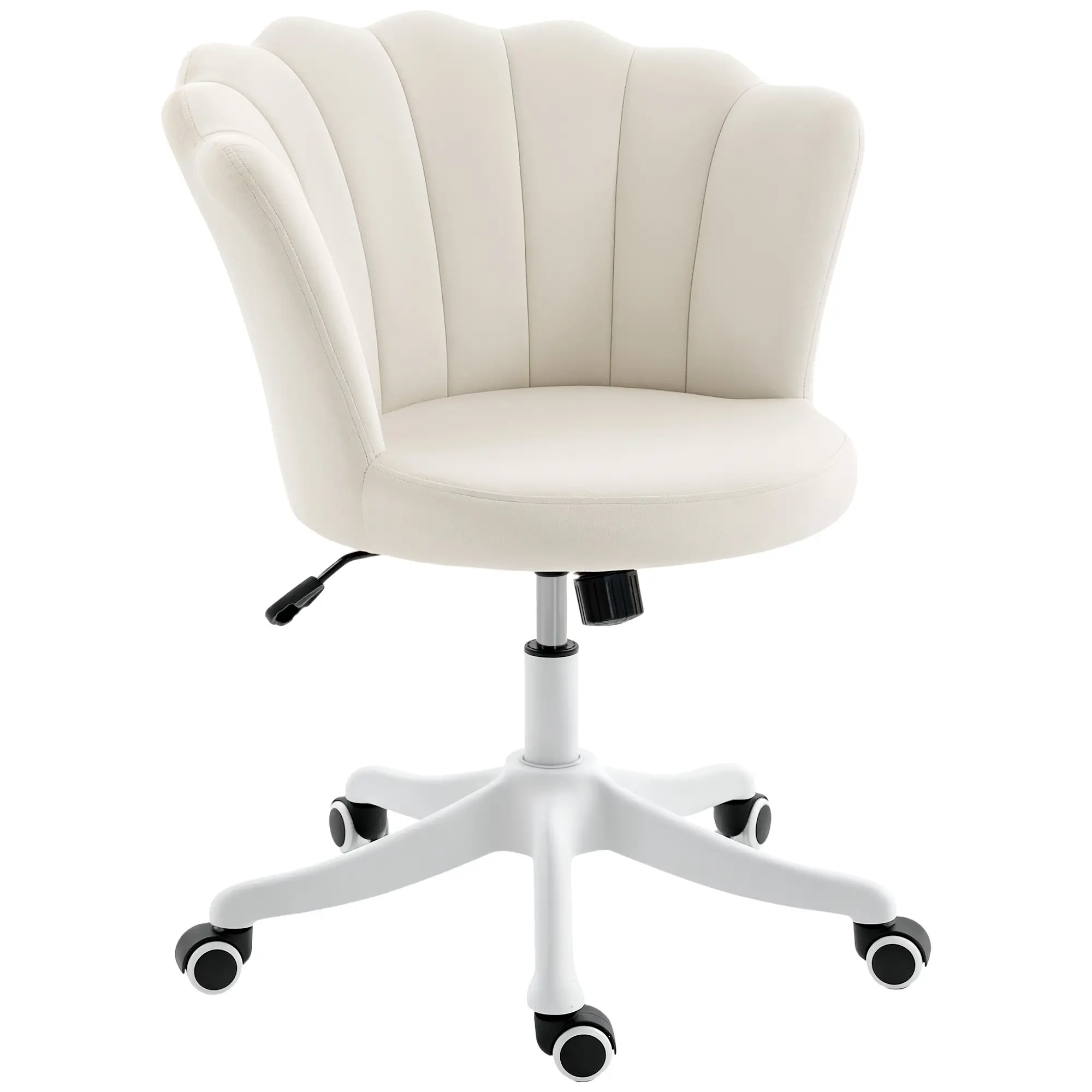 Armless Swivel Desk Chair, Adjustable Height, Cream - Image 11