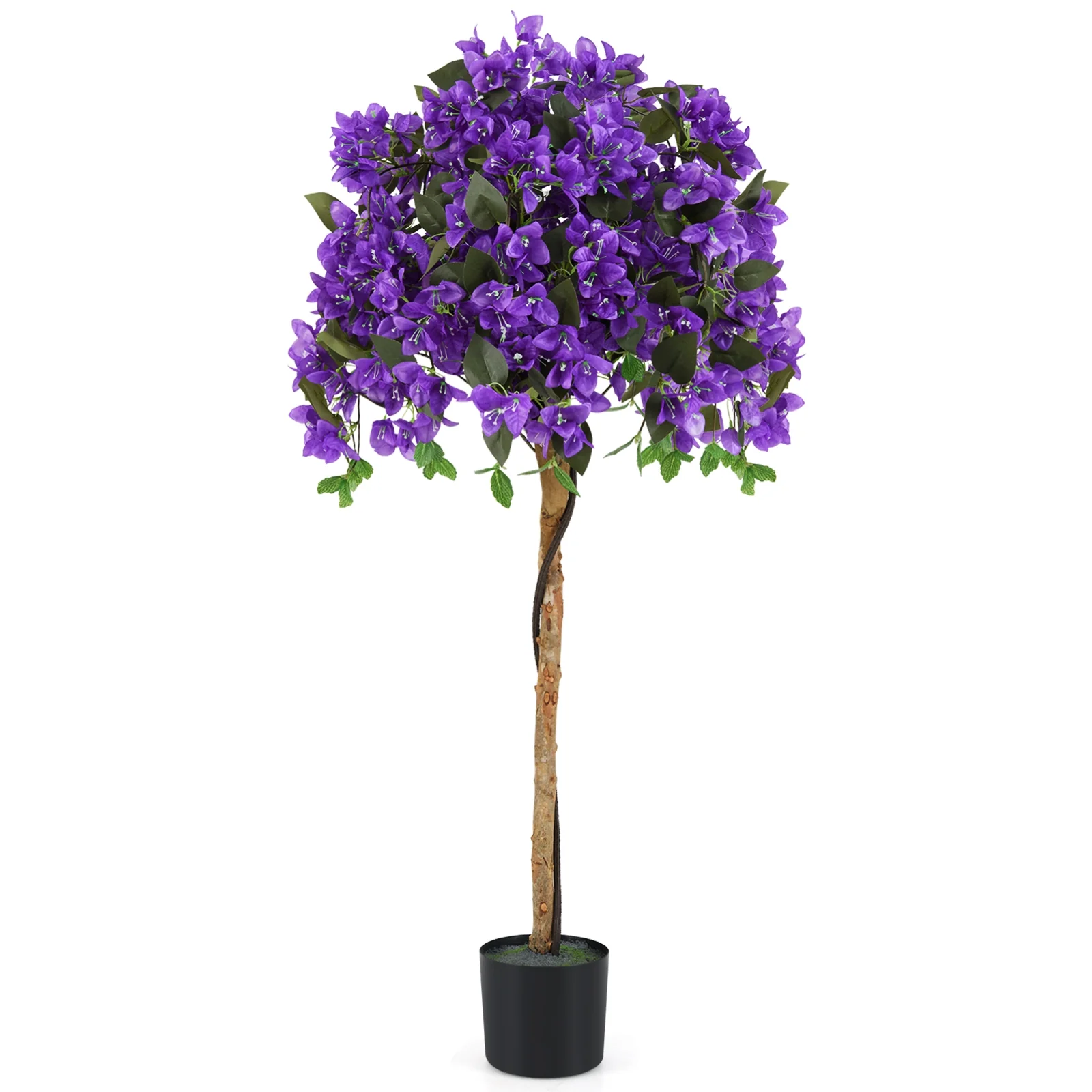 Artificial Azalea Tree, 4.5 Feet, Cement Pot, Purple - Image 4