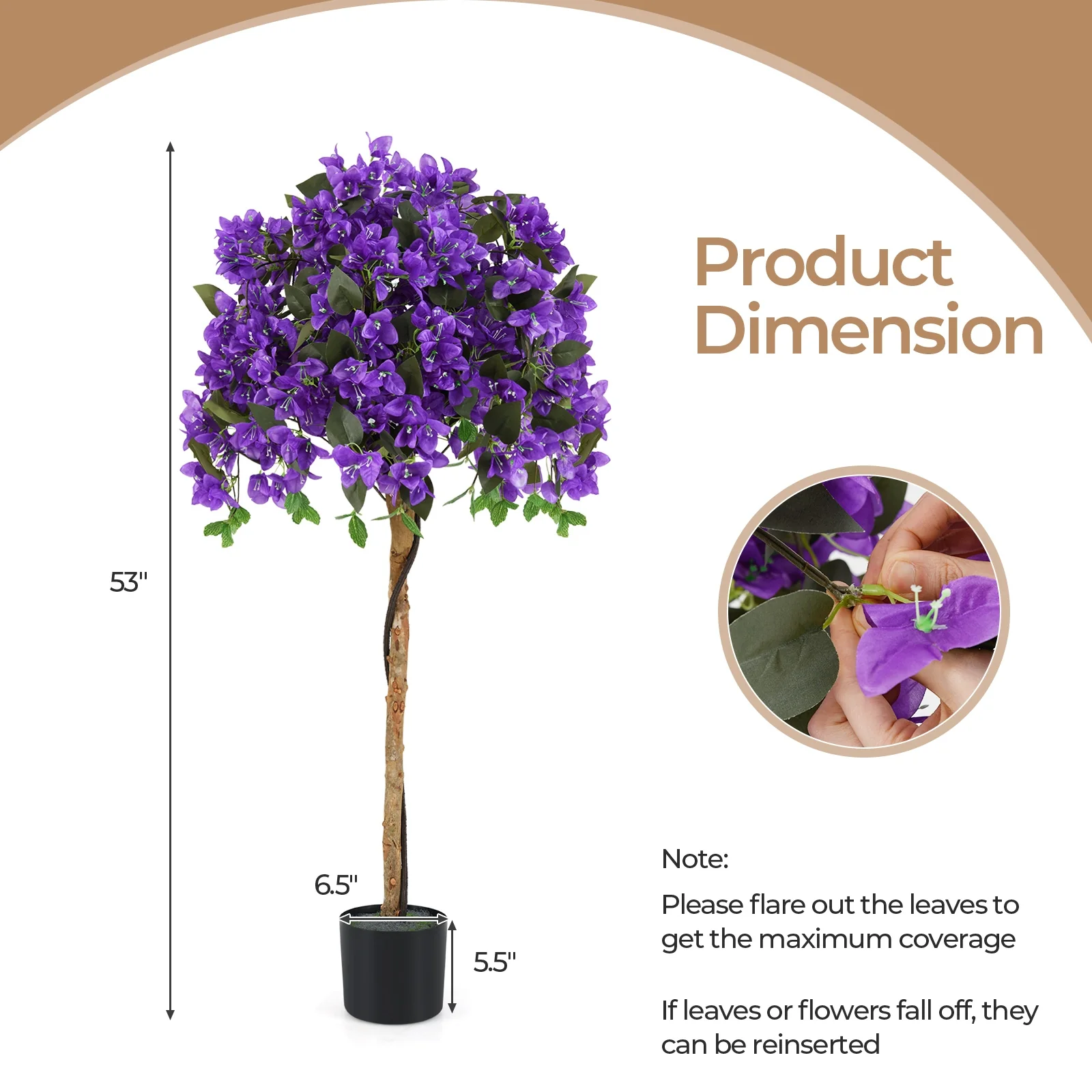 Artificial Azalea Tree, 4.5 Feet, Cement Pot, Purple - Image 5