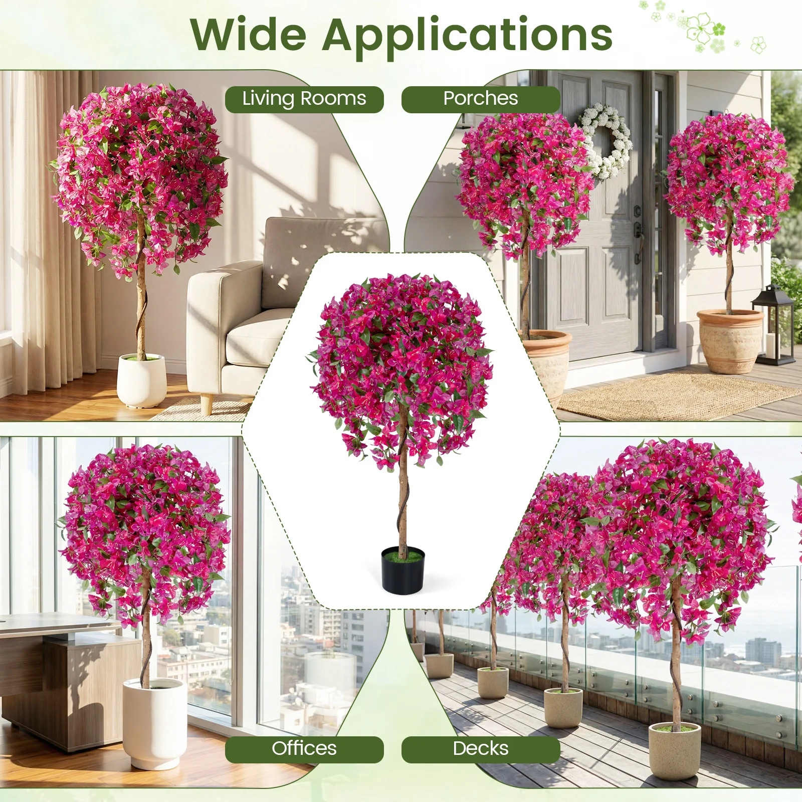 Artificial Azalea Trees, 2 Pack, Vivid Blooming Flowers - Image 9