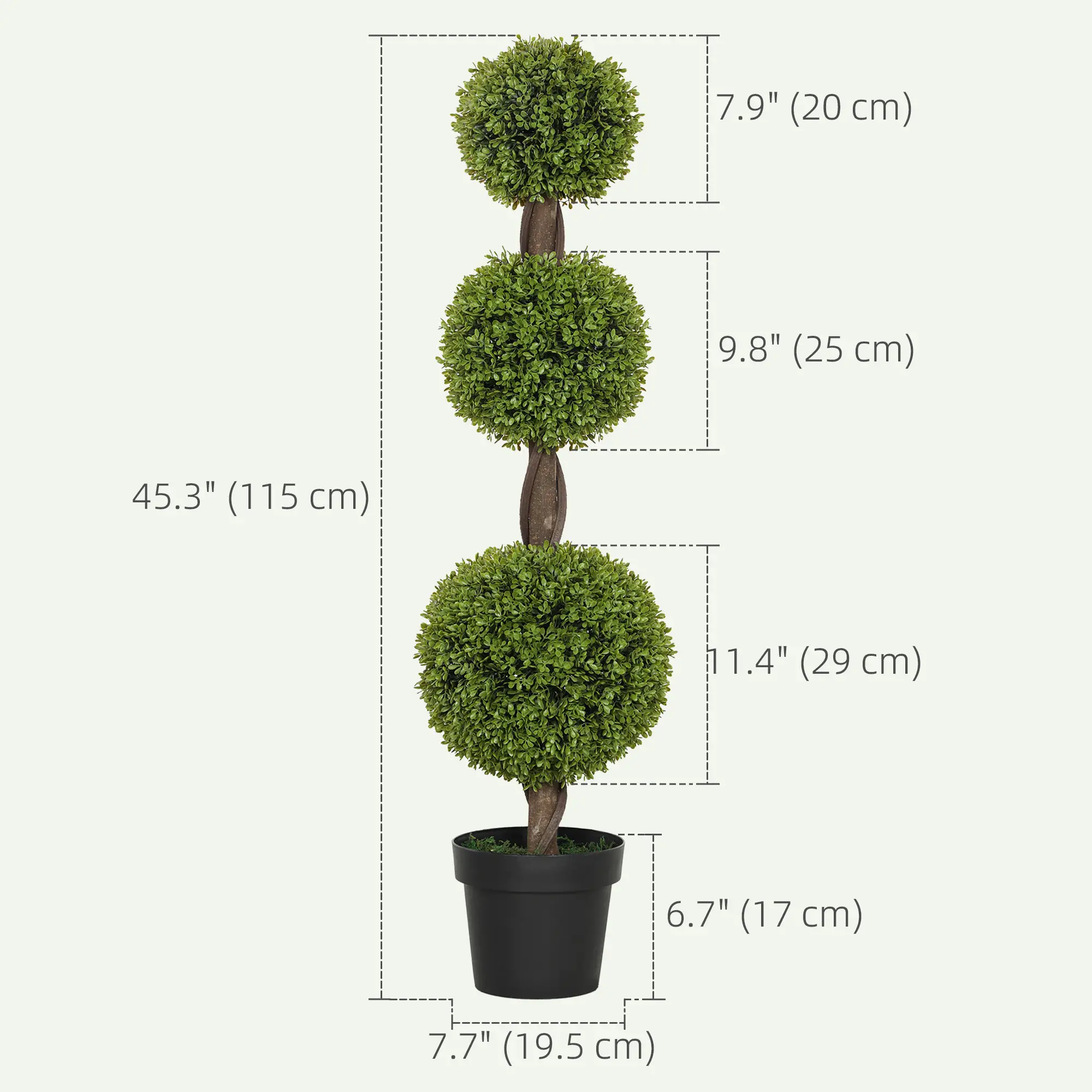 Artificial Ball Boxwood Topiary Trees, Set of 2, Indoor Outdoor Decor, Green - Image 3