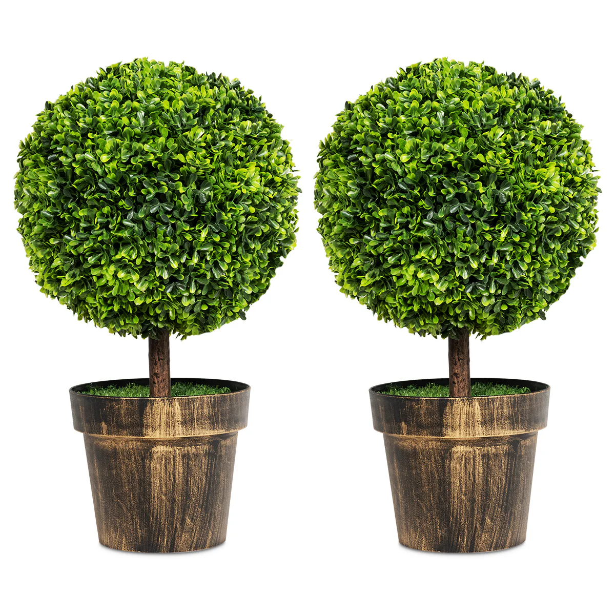 Artificial Ball Tree Set Of 2, Natural Look, Water Resistance
