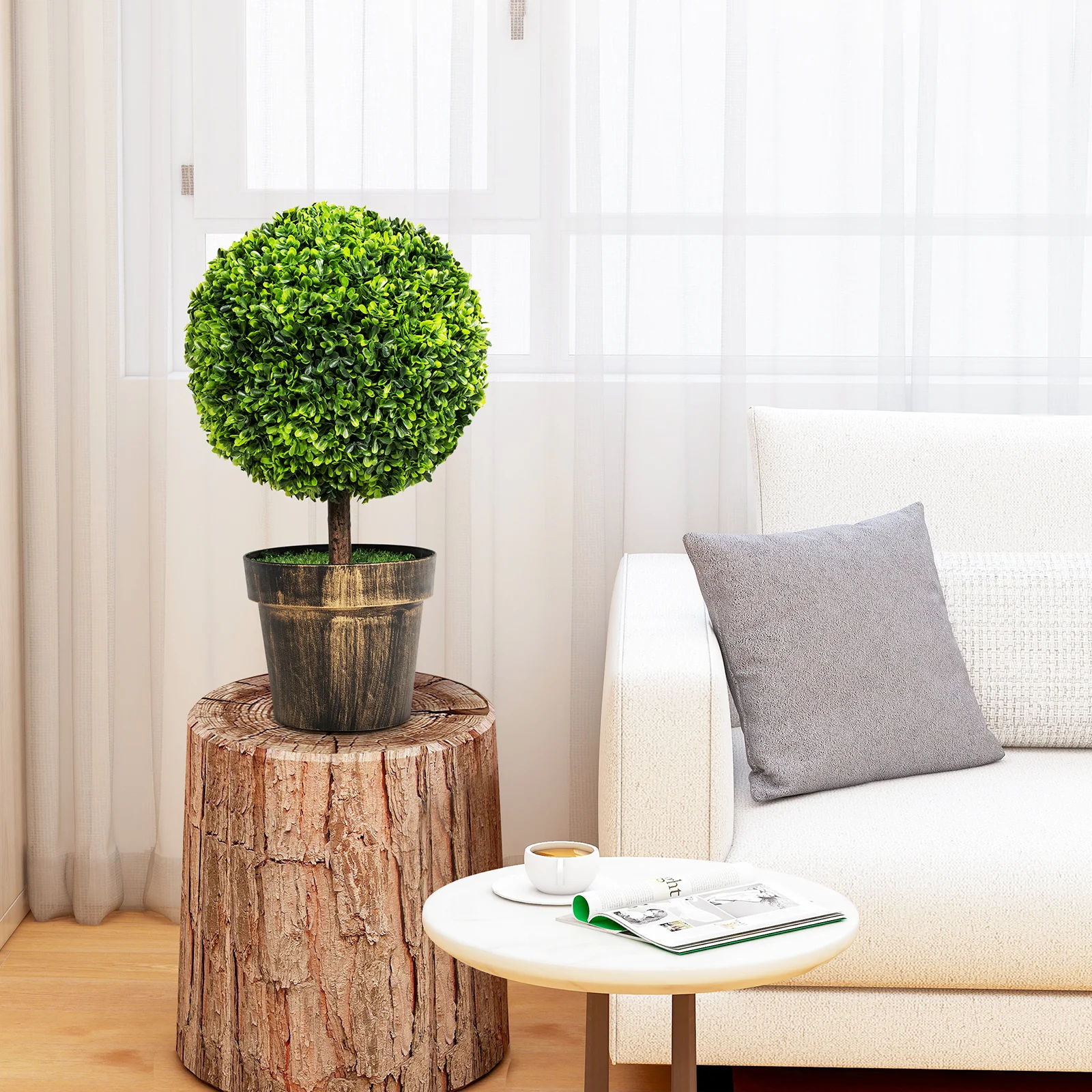 Artificial Ball Tree Set Of 2, Natural Look, Water Resistance - Image 6