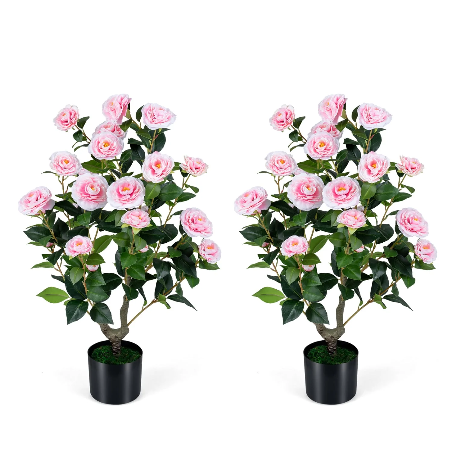 Artificial Camellia Tree, 2-Pack, Pink