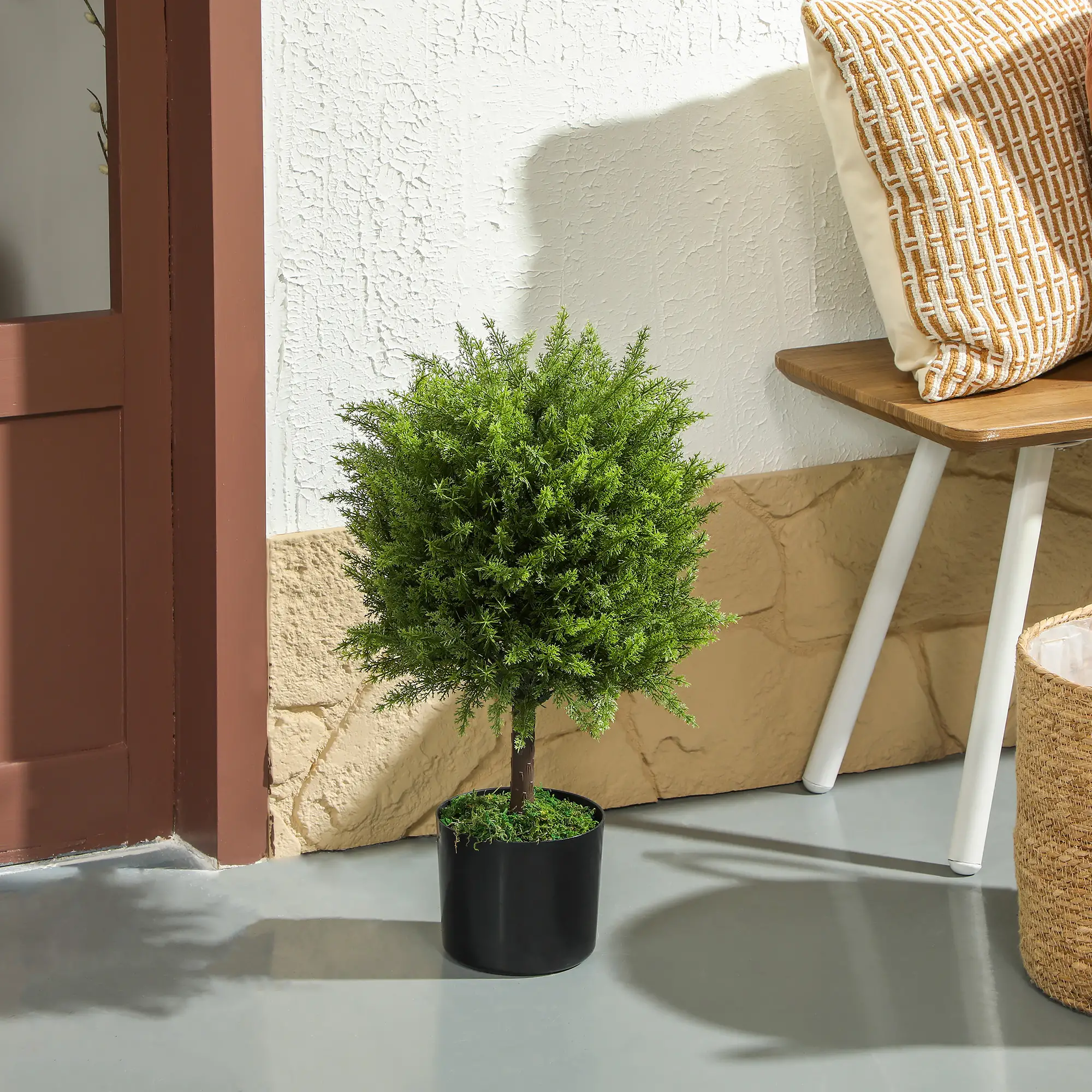 Artificial Cedar Topiary Trees In Pots, Indoor Outdoor Decor, Green - Image 2