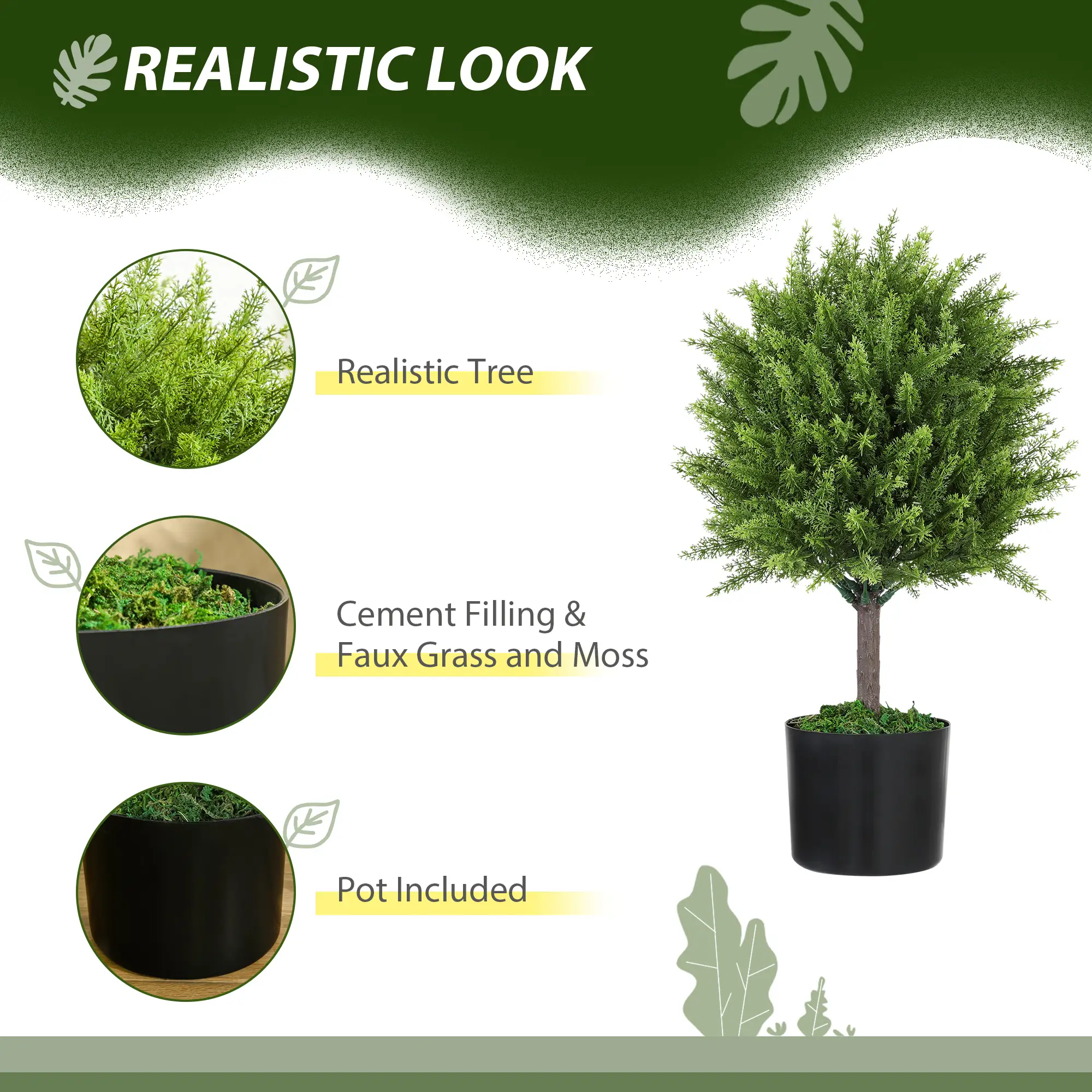 Artificial Cedar Topiary Trees In Pots, Indoor Outdoor Decor, Green - Image 4
