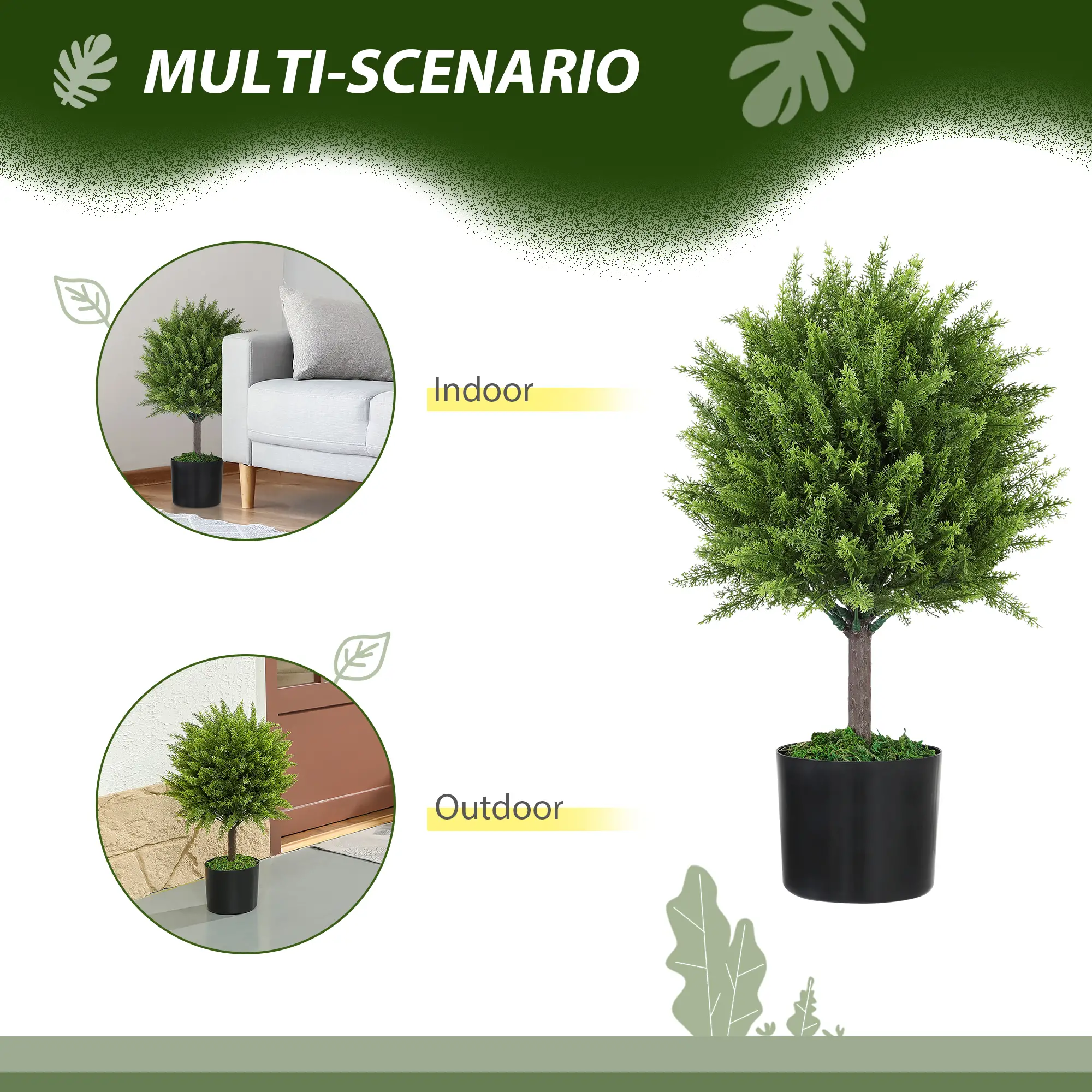 Artificial Cedar Topiary Trees In Pots, Indoor Outdoor Decor, Green - Image 6
