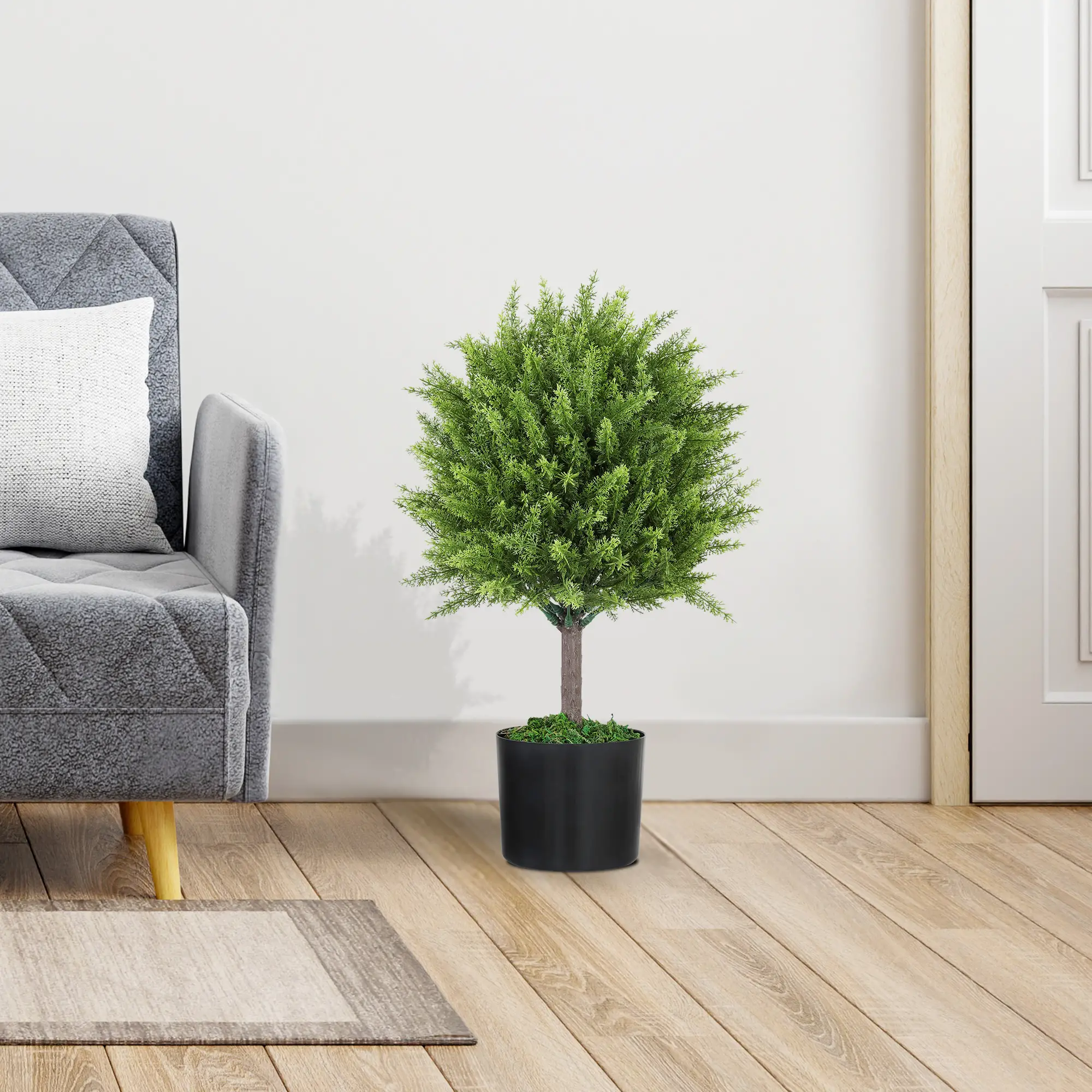 Artificial Cedar Topiary Trees In Pots, Indoor Outdoor Decor, Green - Image 8